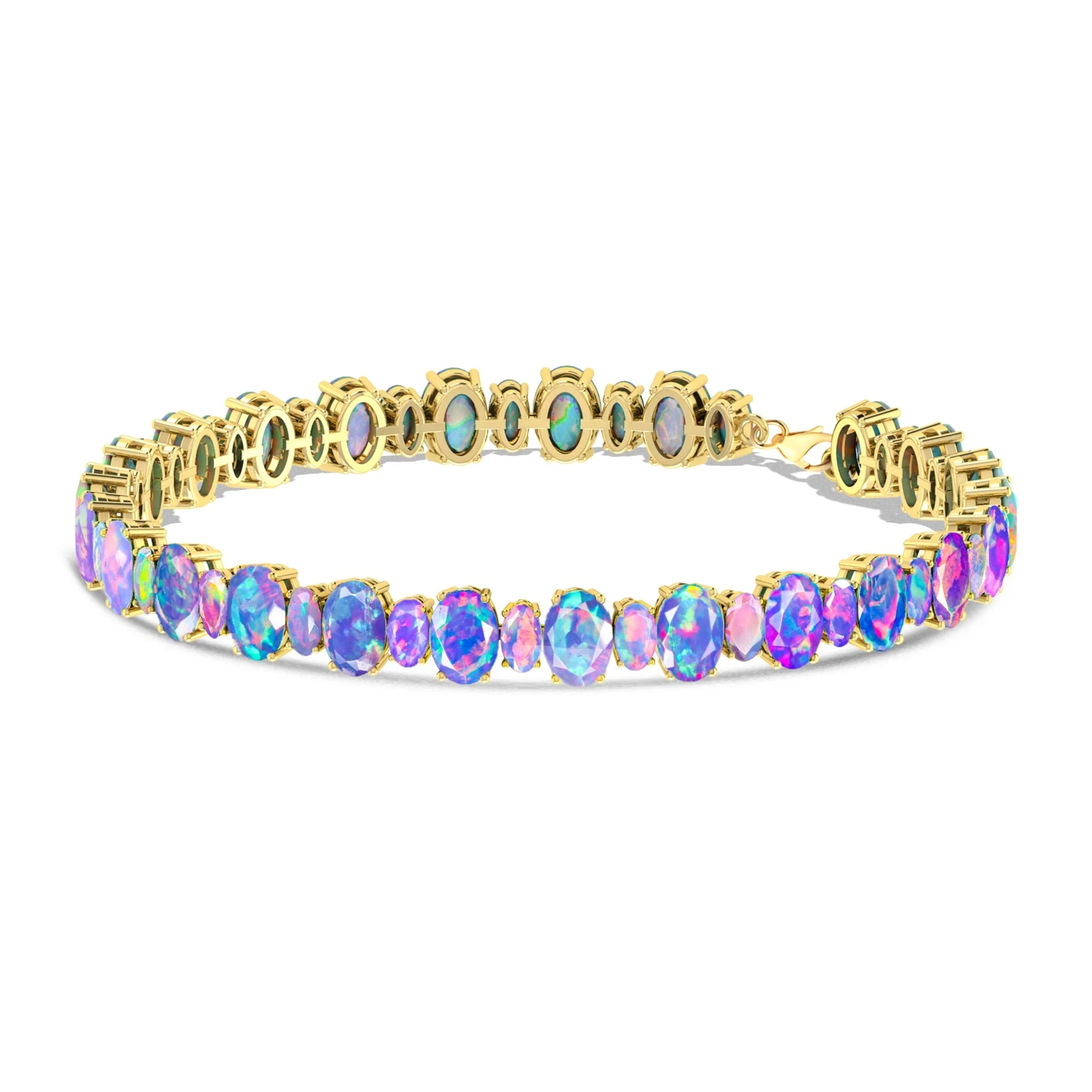Lavender Fire Opal Oval Shape Gemstone Bracelet - Image 5