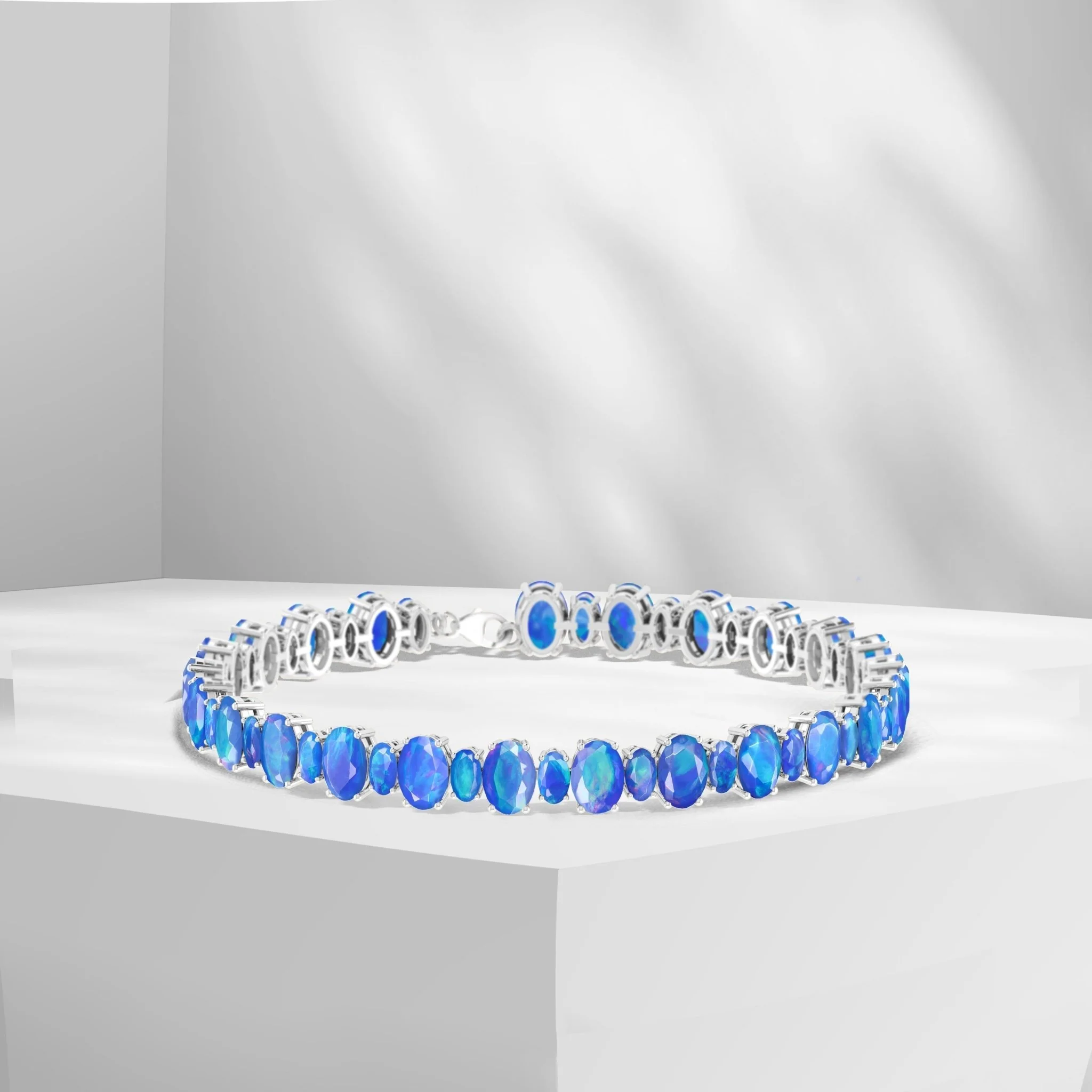 Lavender Fire Opal Oval Shape Gemstone Bracelet - Image 6