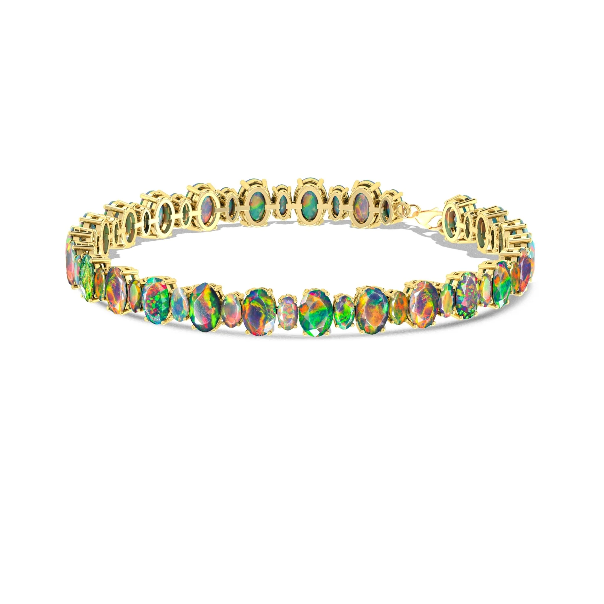 Lavender Fire Opal Oval Shape Gemstone Bracelet - Image 8