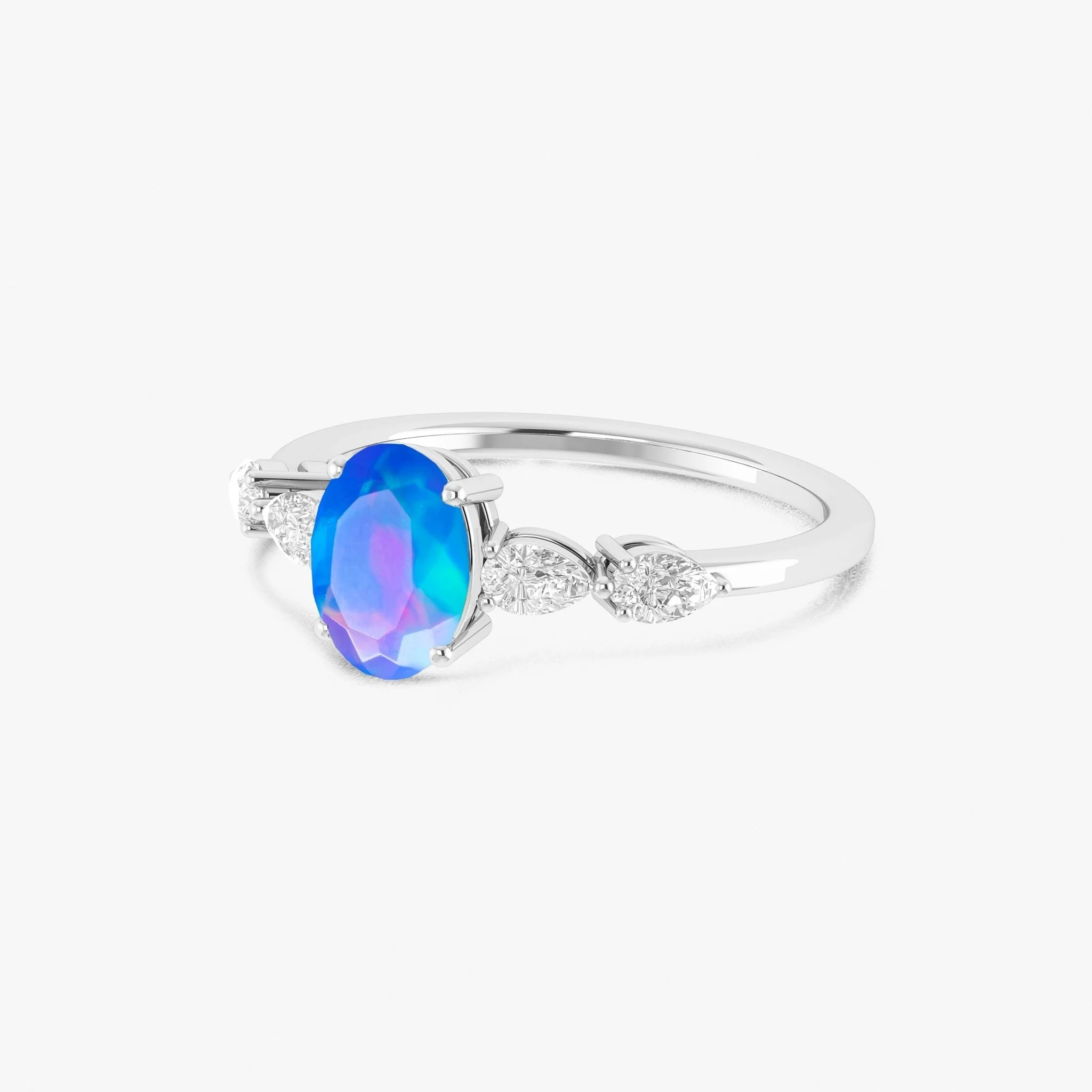 Lavender Genuine Opal Silver Ring for Women - Image 3