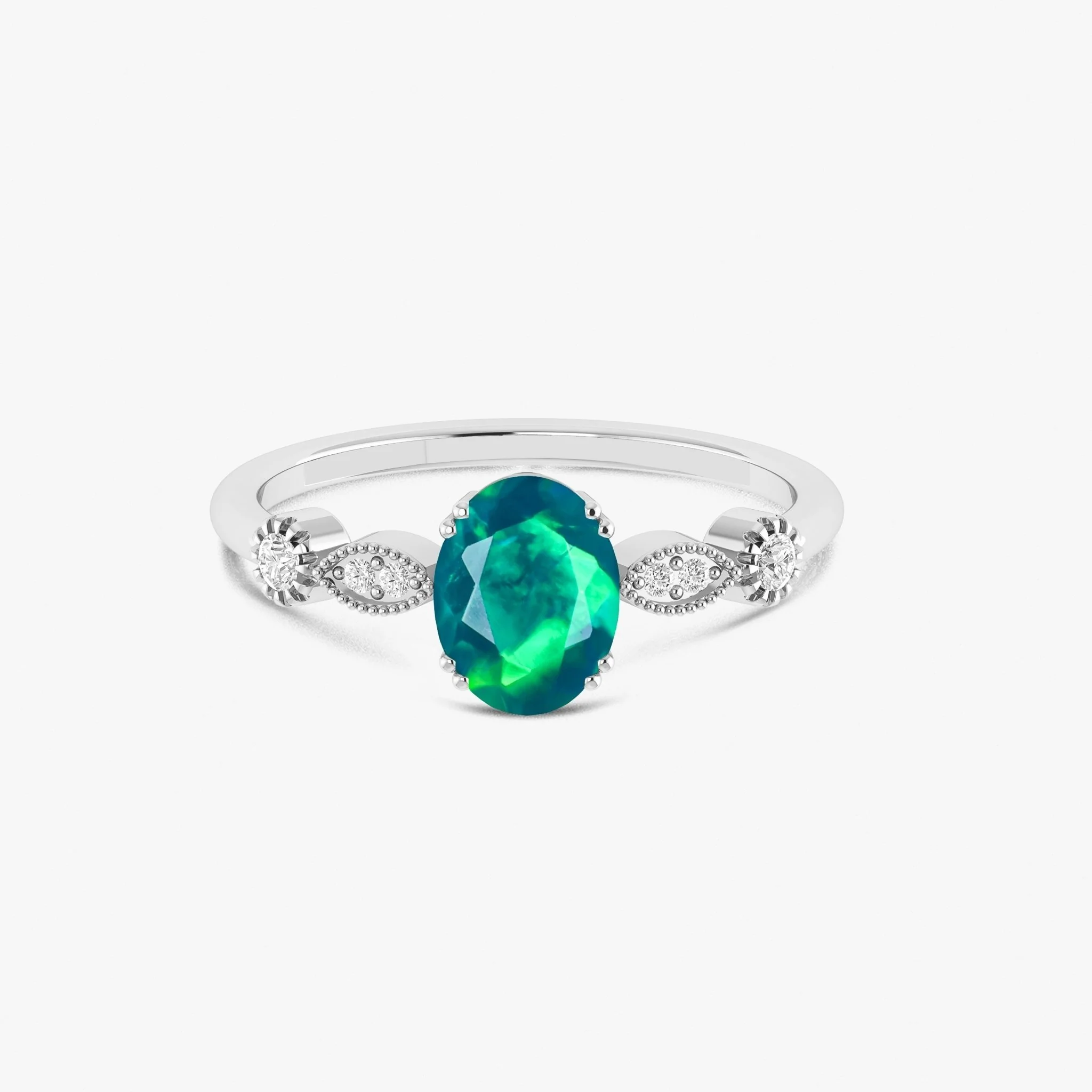 Lavender Multifire Oval Ethiopian Opal Ring for Women - Image 9