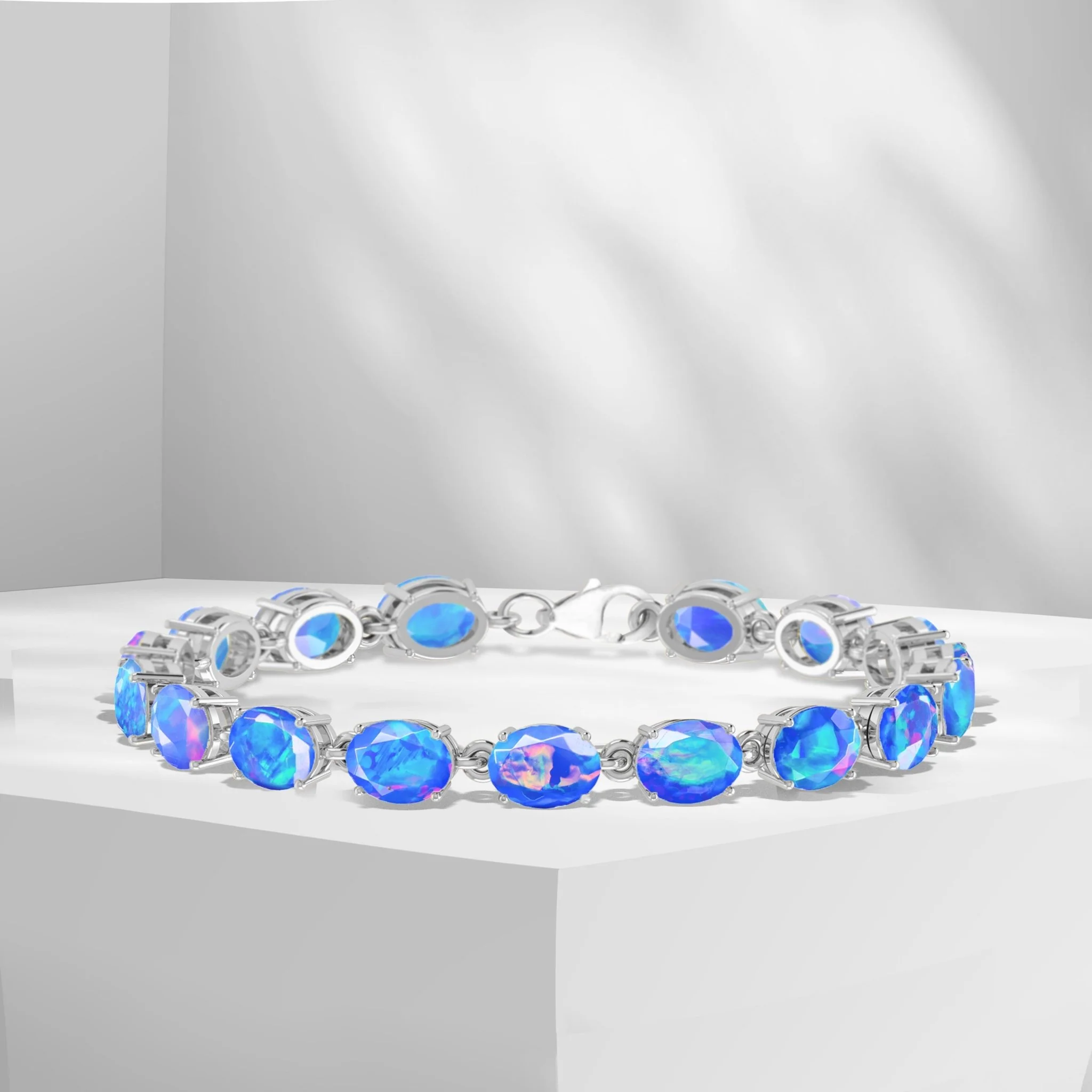 Lavender Natural Fire Opal Gemstone Tennis Bracelet - Image 12