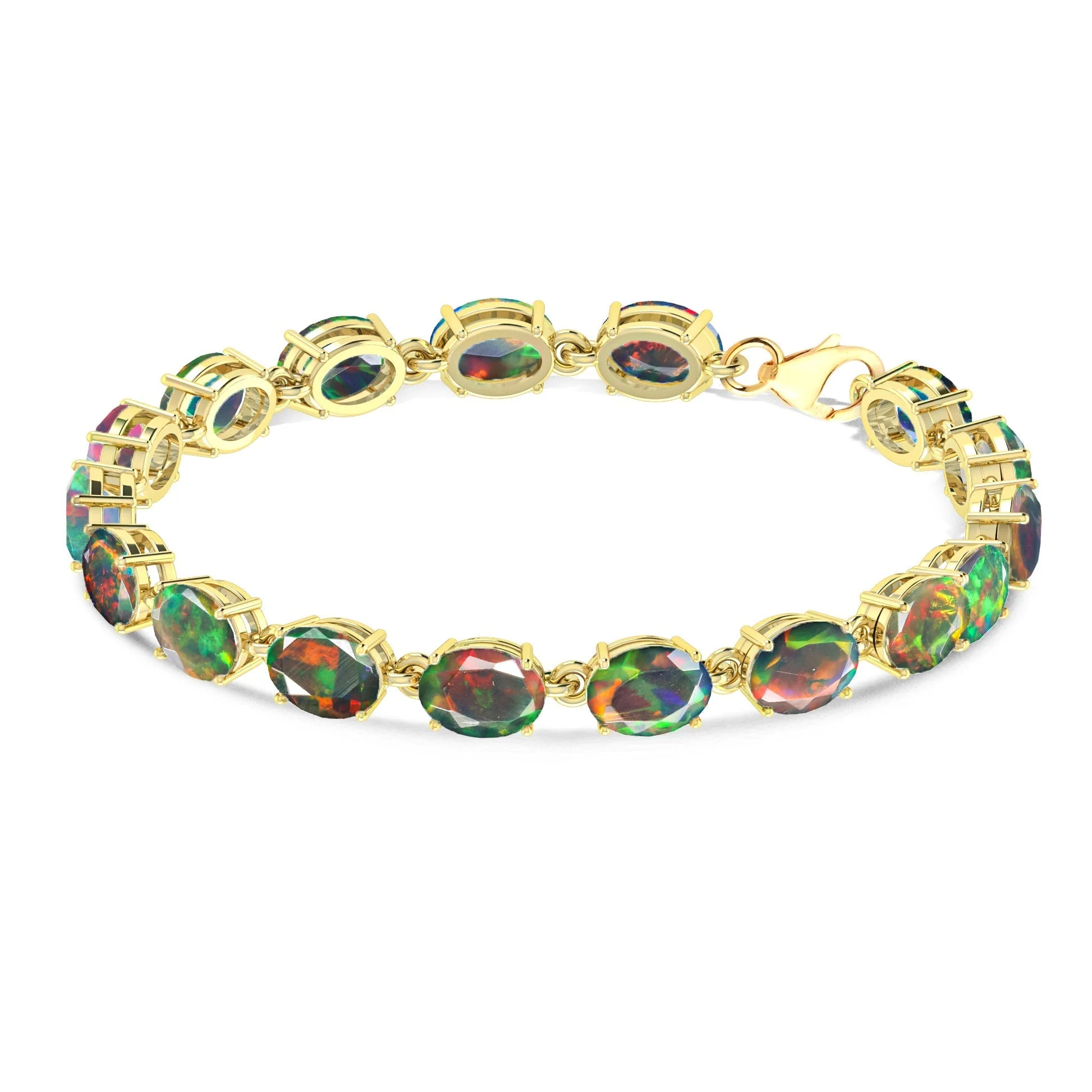 Lavender Natural Fire Opal Gemstone Tennis Bracelet - Image 5