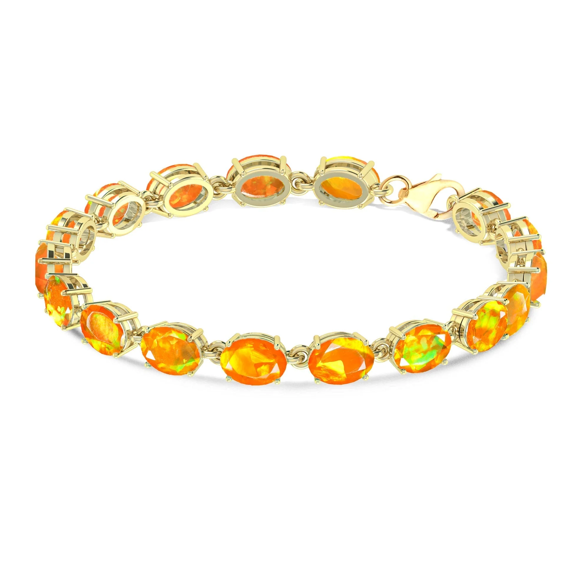 Lavender Natural Fire Opal Gemstone Tennis Bracelet - Image 7