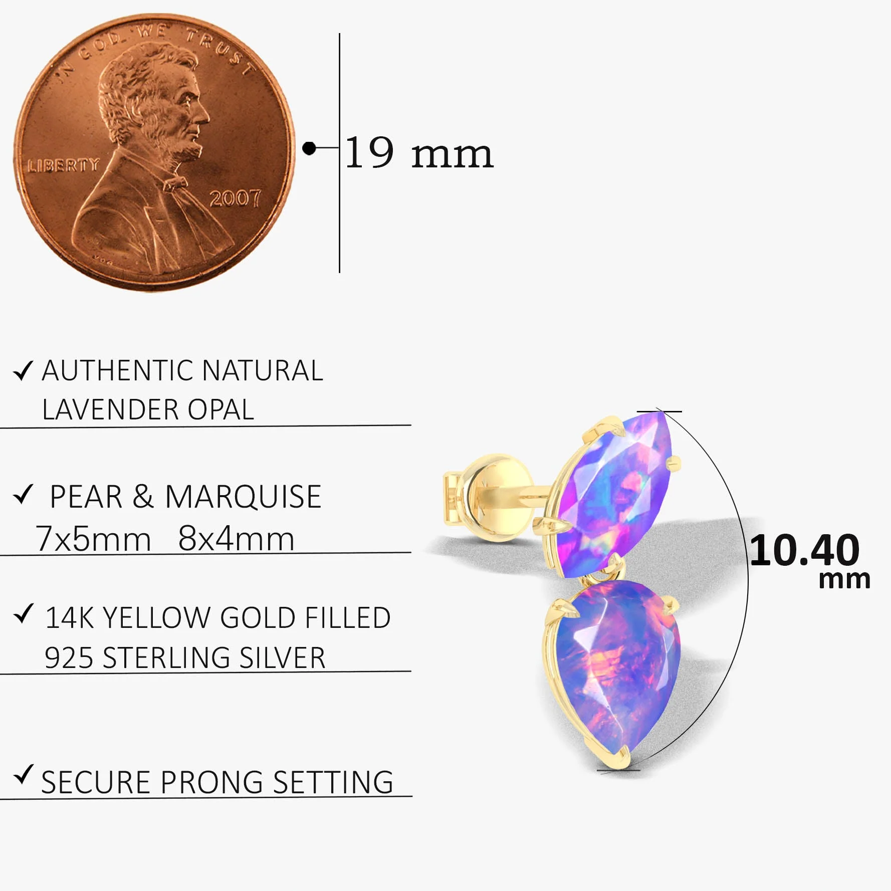 Lavender Opal Stud Earring - Image 5