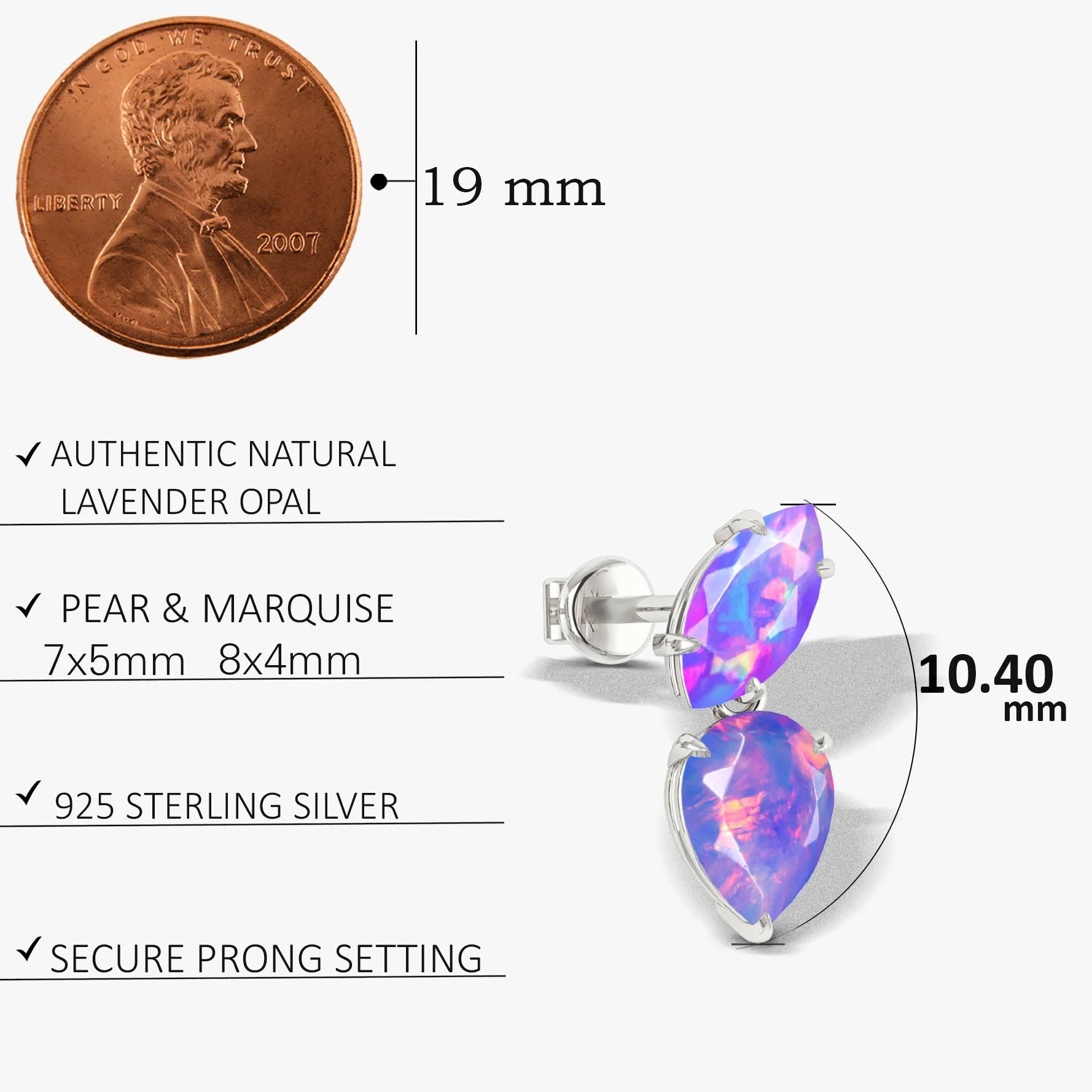 Lavender Opal Stud Earring - Image 6