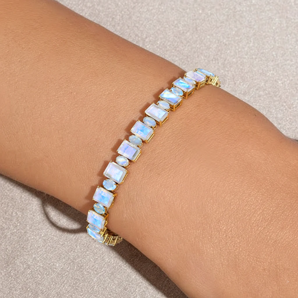 Moonstone Octagon Tennis Bracelet in 925 Sterling Silver 7x5 MM 34.50ct - Image 3
