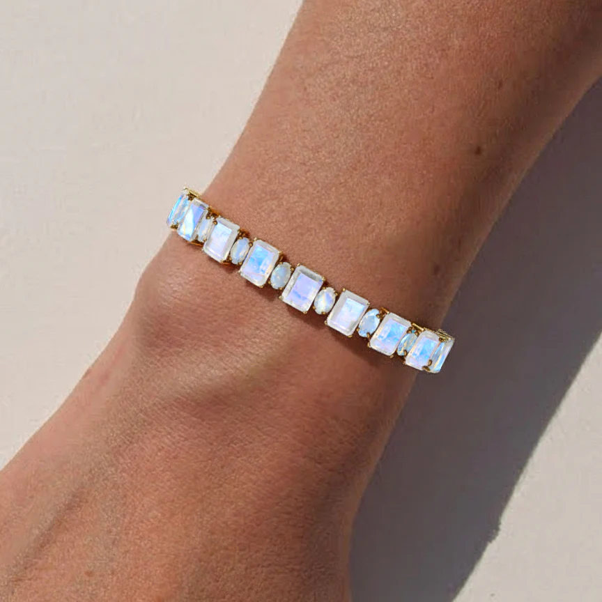 Moonstone Octagon Tennis Bracelet in 925 Sterling Silver 7x5 MM 34.50ct - Image 5