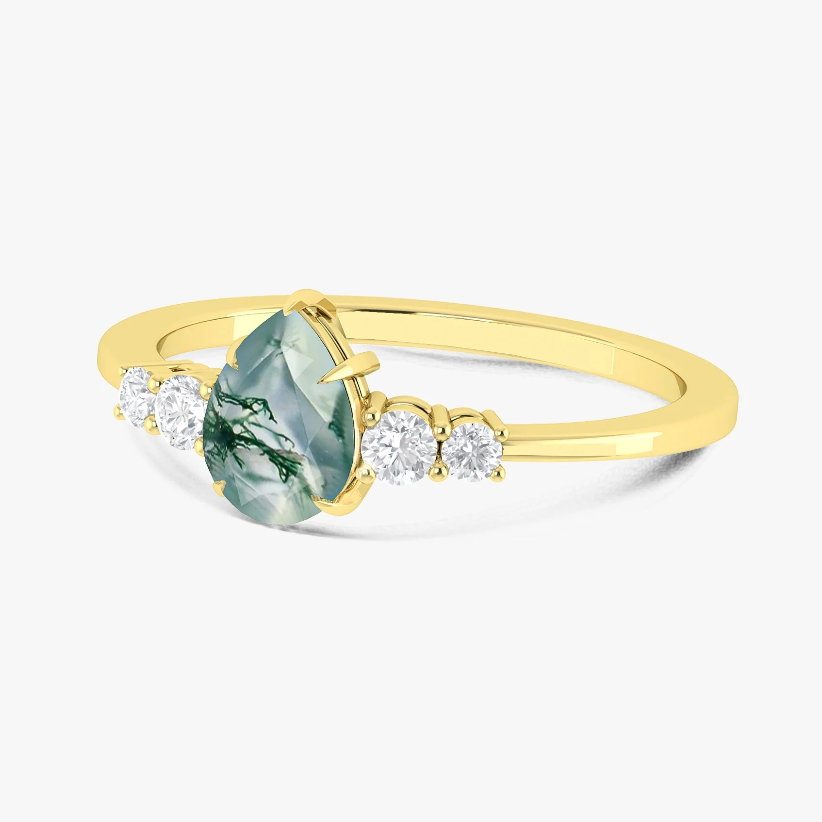 Moss Agate Faceted Pear Gemstone Ring - Image 4