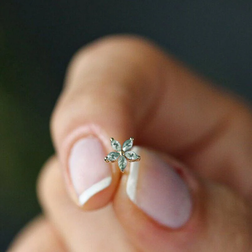 Moss Agate Flower Style Stud Earring - Image 5
