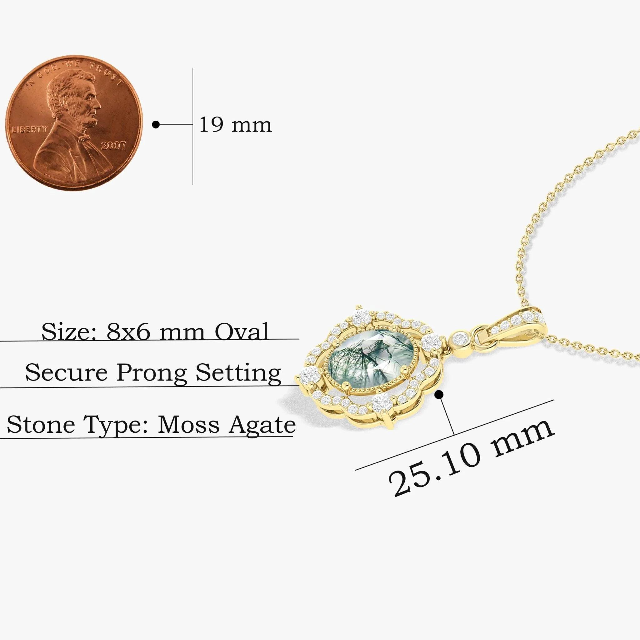 Moss Agate Gemstone Charm Pendant - Image 3