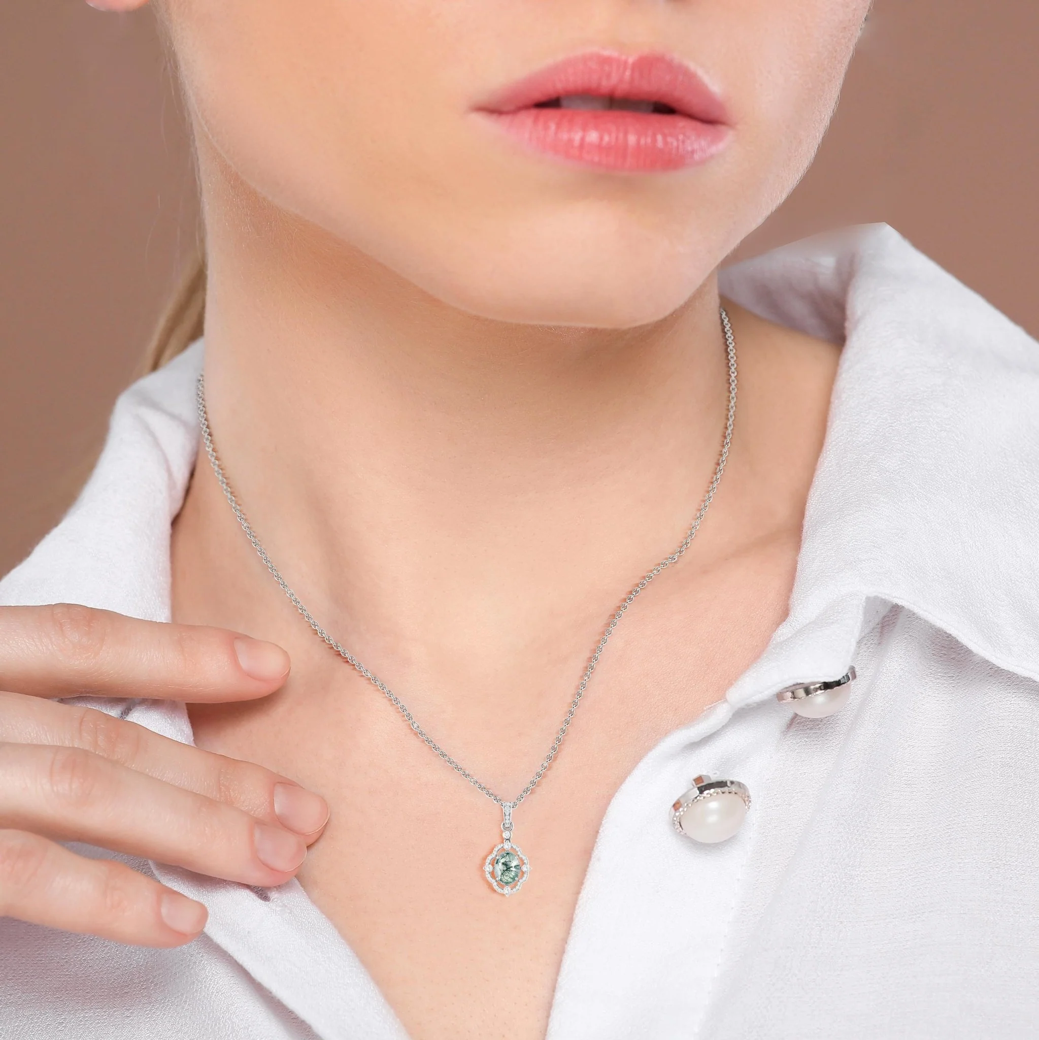Moss Agate Gemstone Charm Pendant - Image 4