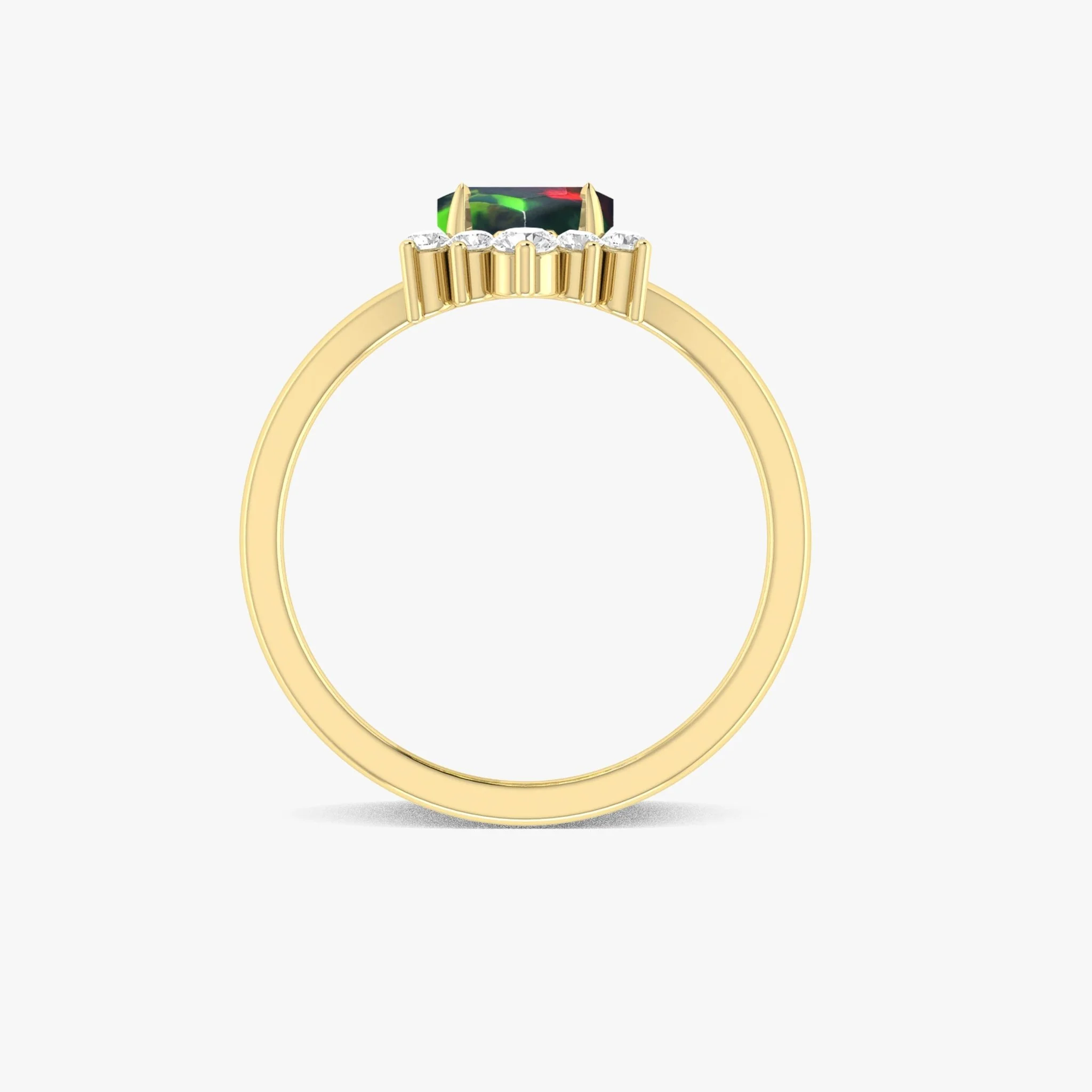 Natural Black Opal Hexagon Gemstone Ring - Image 4