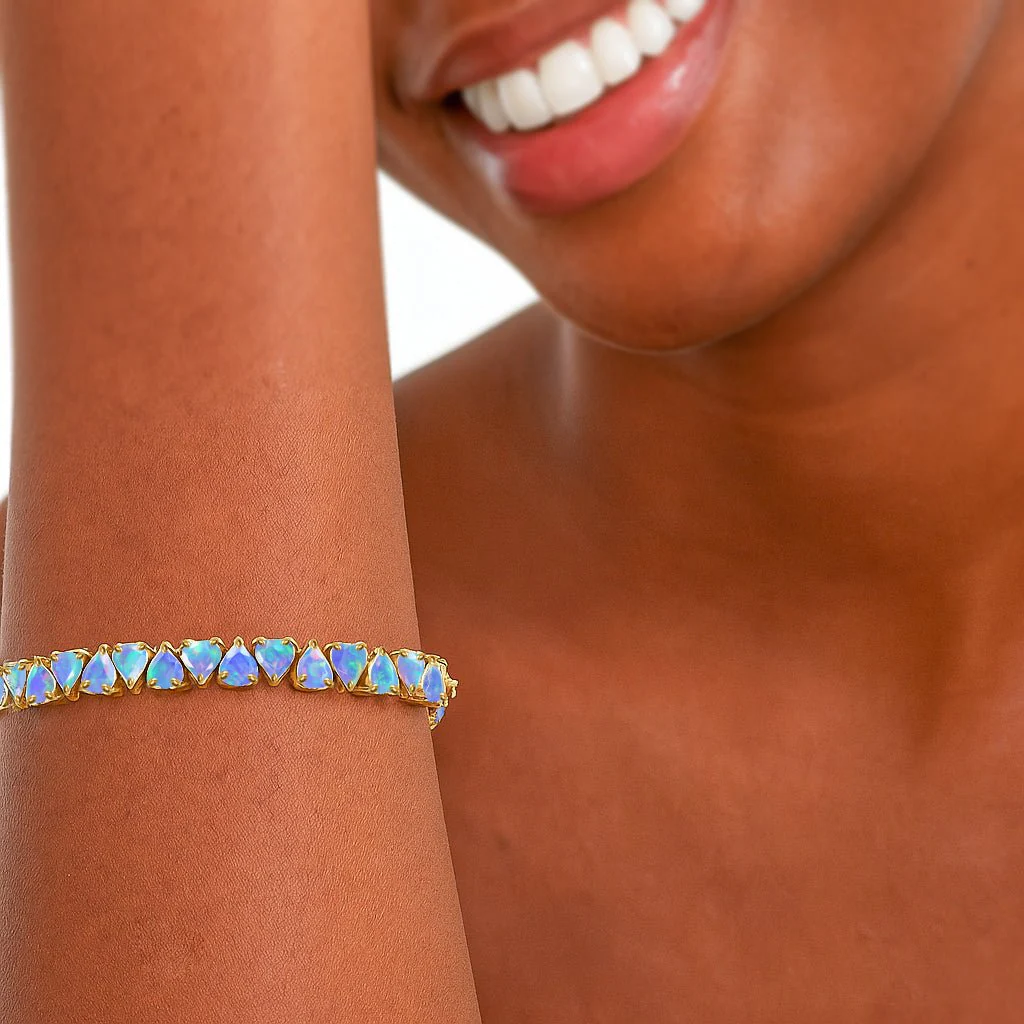 Natural Blue Fire Opal Bracelet - Image 3