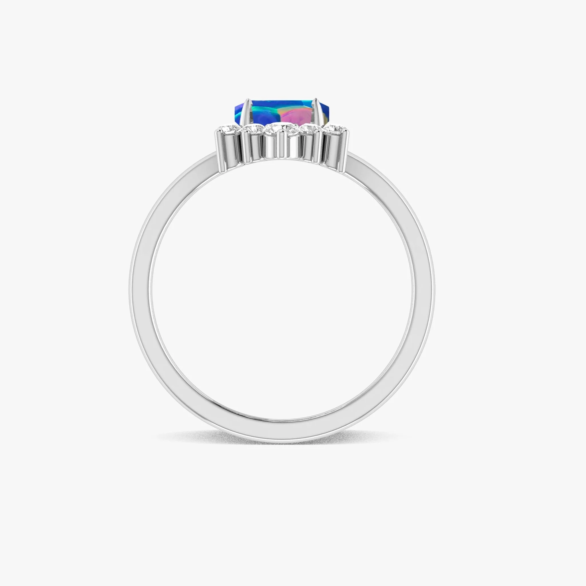 Natural Blue Opal Hexagon Gemstone Ring - Image 4