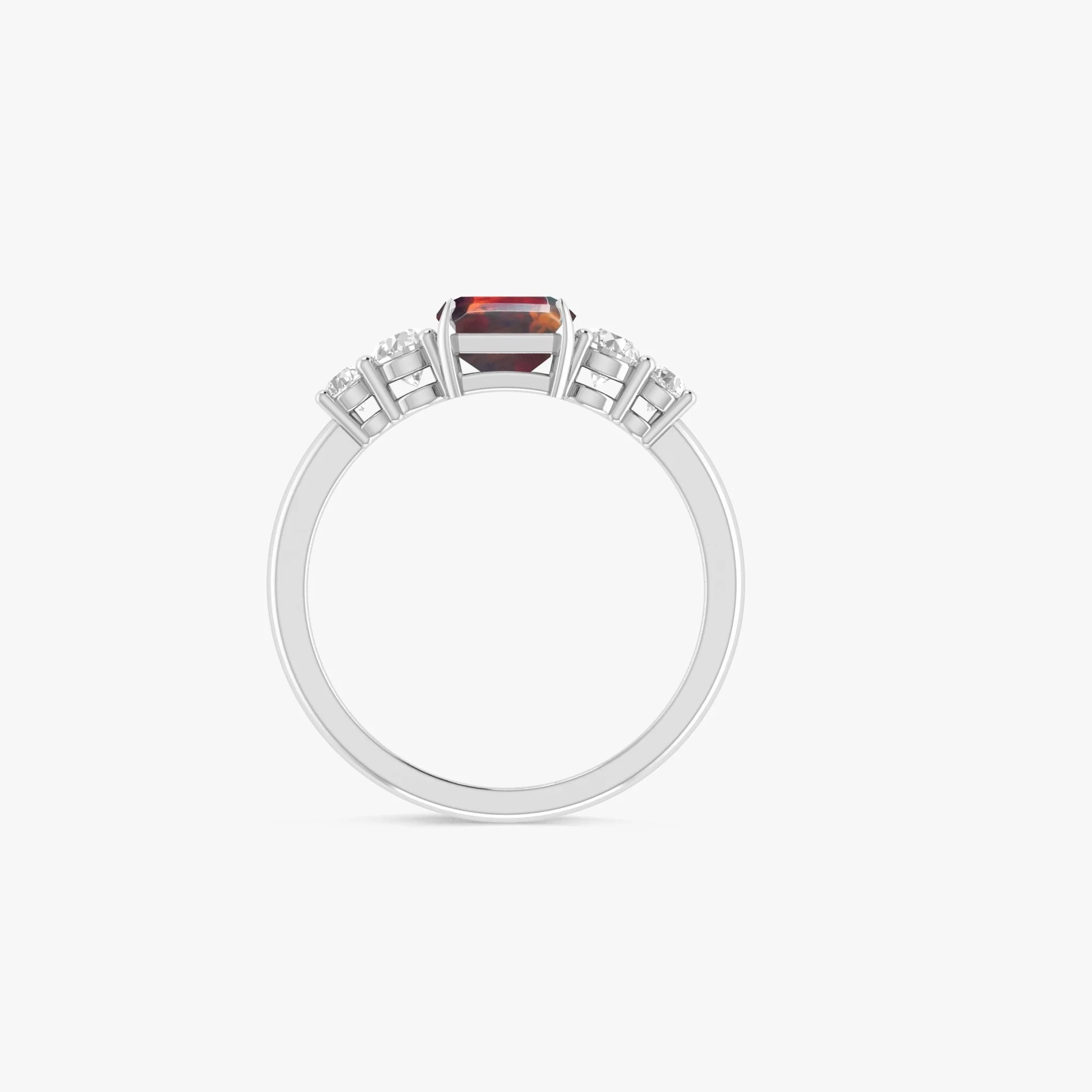 Black Natural Fire Faceted Octagon Opal Ring - Image 3
