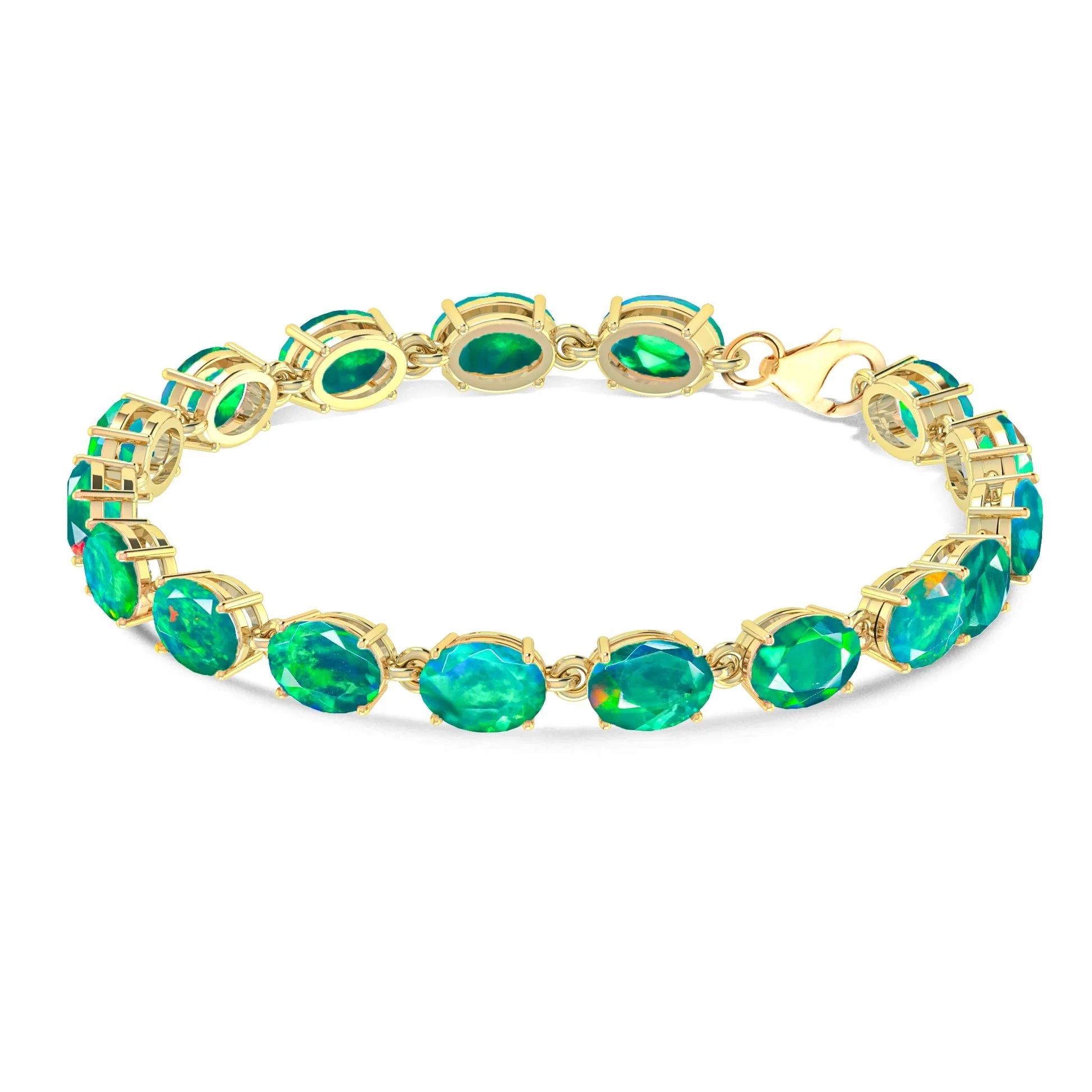 Black Natural Fire Opal Gemstone Tennis Bracelet - Image 10