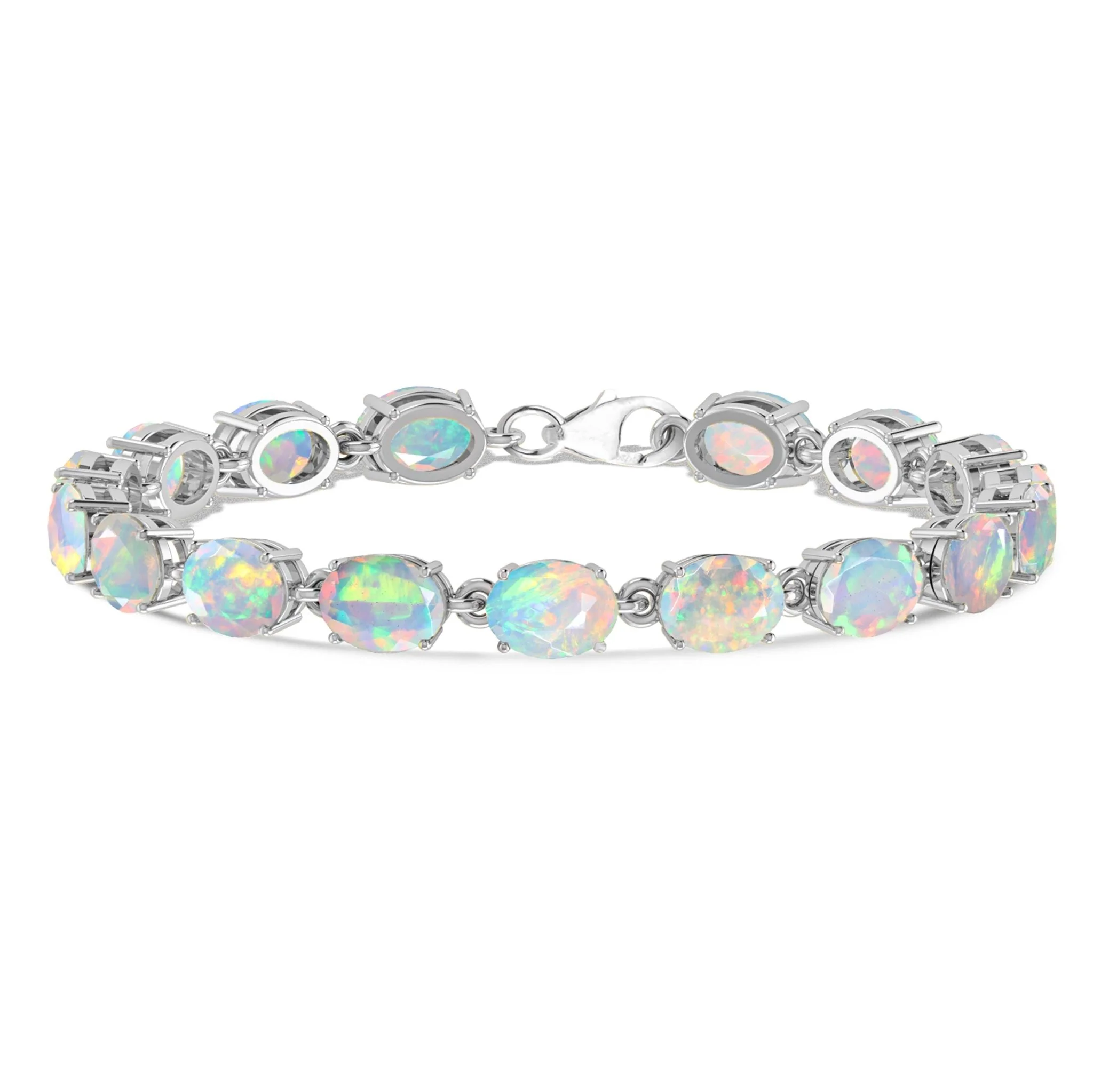 Black Natural Fire Opal Gemstone Tennis Bracelet - Image 3