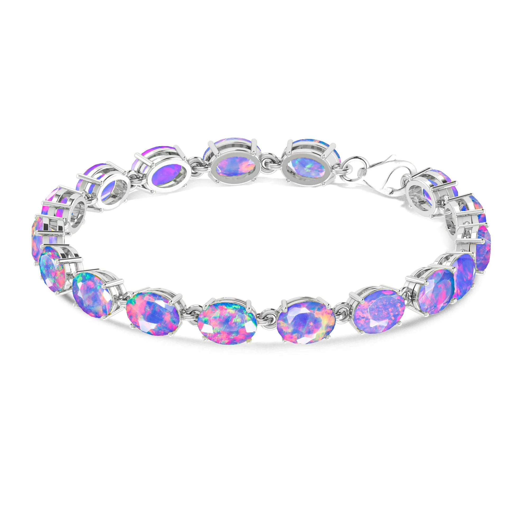 Black Natural Fire Opal Gemstone Tennis Bracelet - Image 5