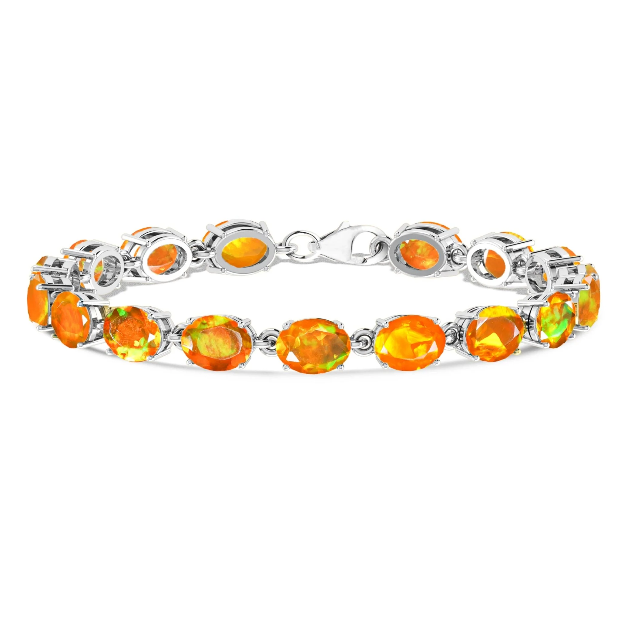 Black Natural Fire Opal Gemstone Tennis Bracelet - Image 8