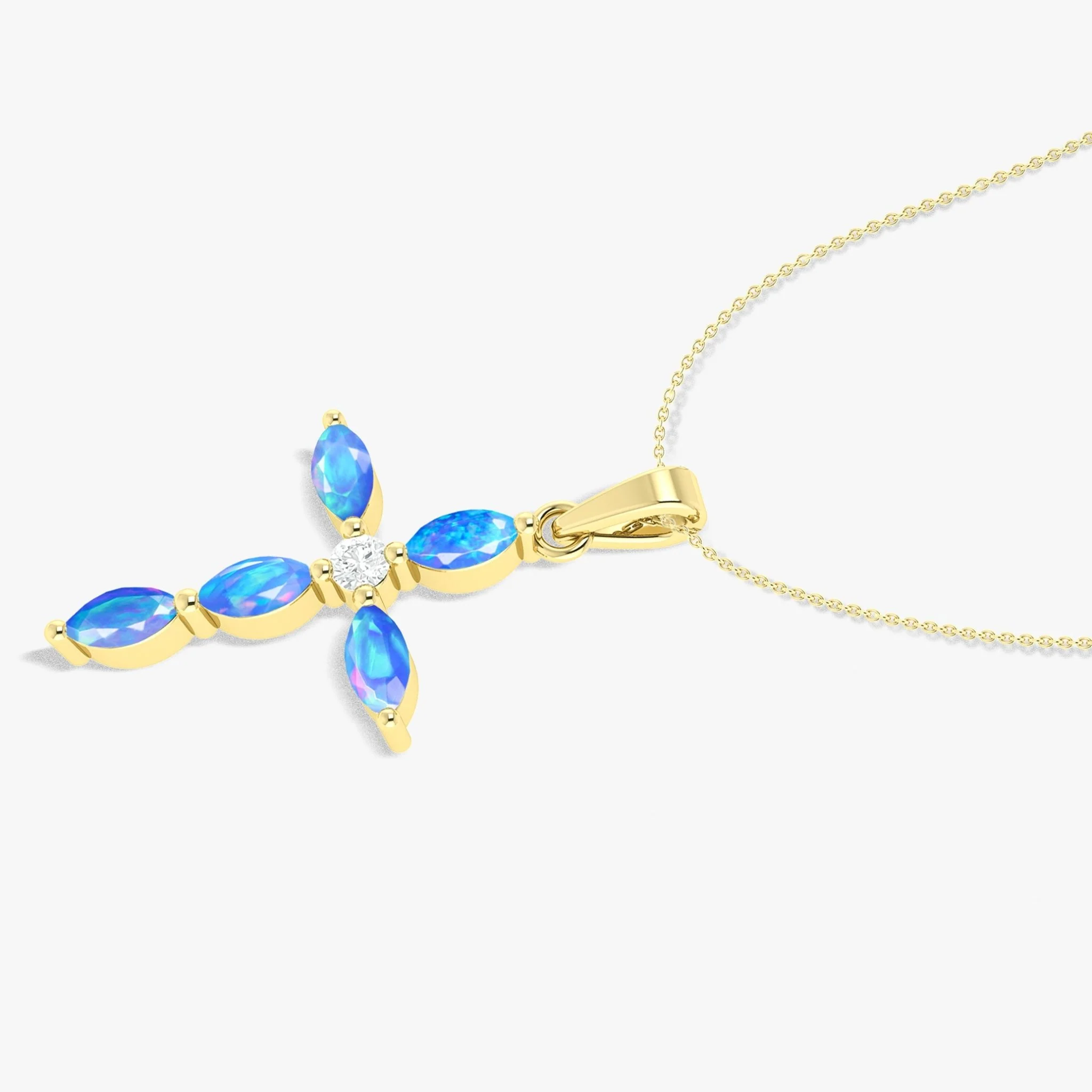 Natural Multi Fire Opal Marquise Shape Gemstone Pendant Necklace - Image 18