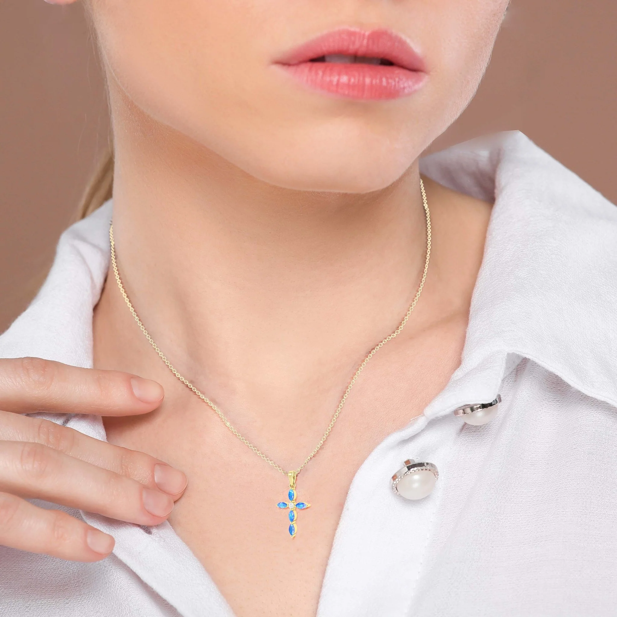 Natural Multi Fire Opal Marquise Shape Gemstone Pendant Necklace - Image 22