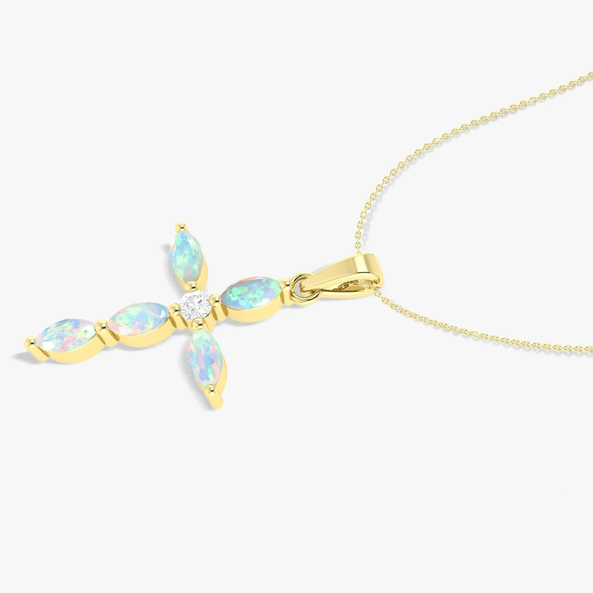 Natural Multi Fire Opal Marquise Shape Gemstone Pendant Necklace - Image 26