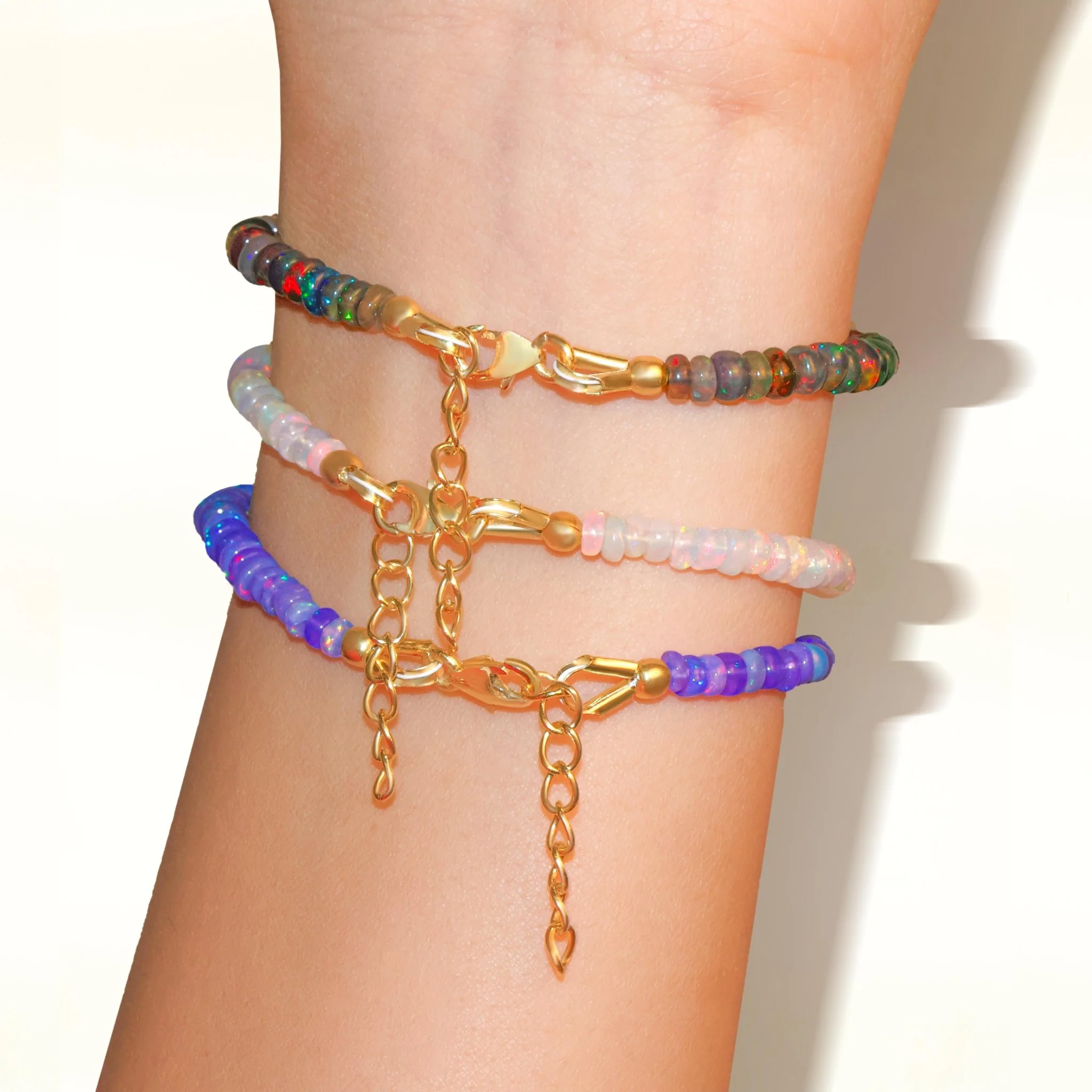 Natural Orange Gold Filled Opal Beaded Bracelet - Image 3
