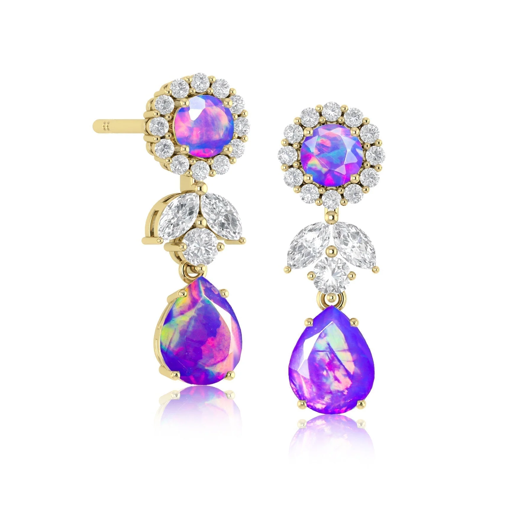 Paraiba Fire Dual Opal Drop and Stud Earring - Image 3