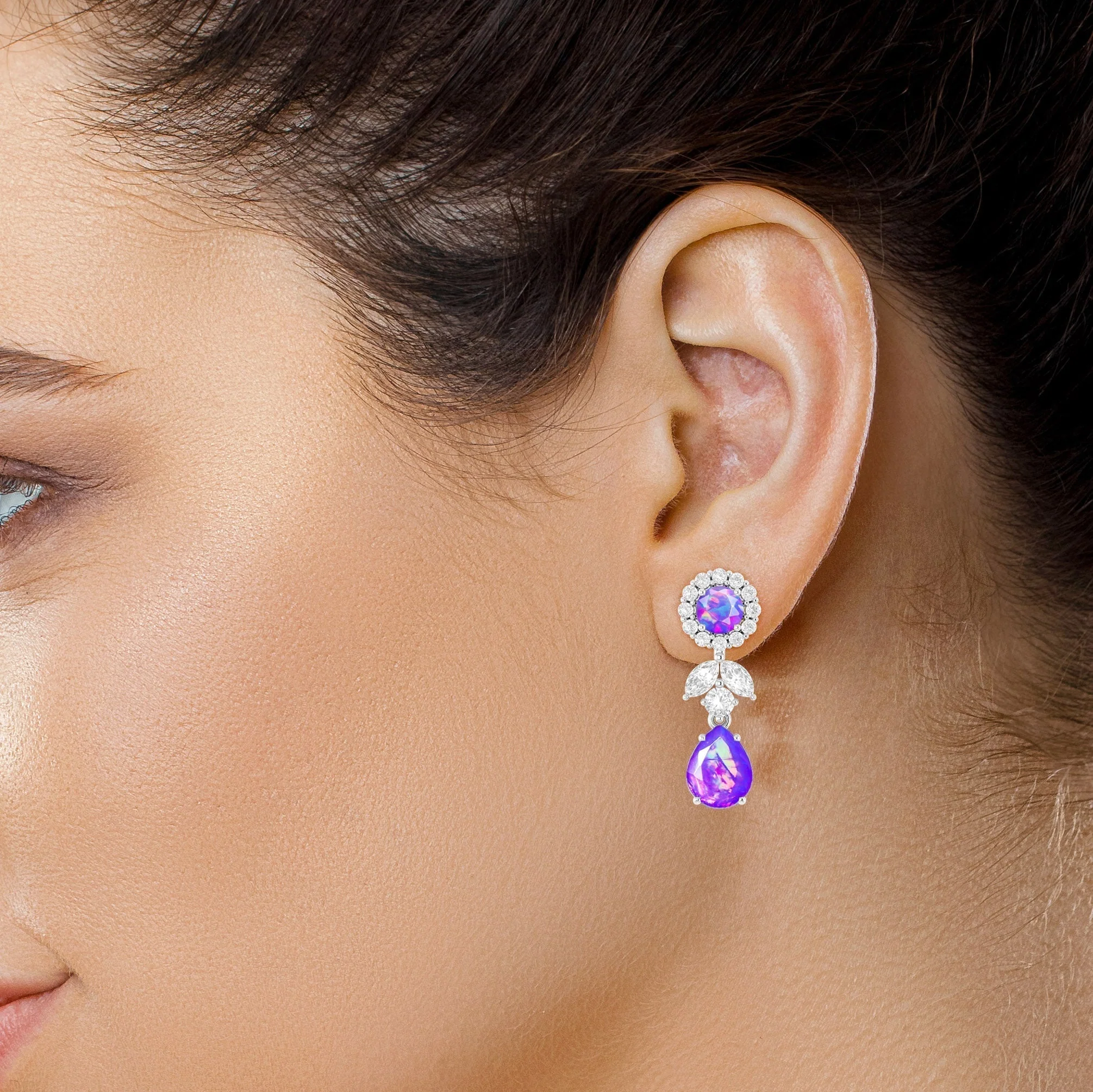 Paraiba Fire Dual Opal Drop and Stud Earring - Image 4