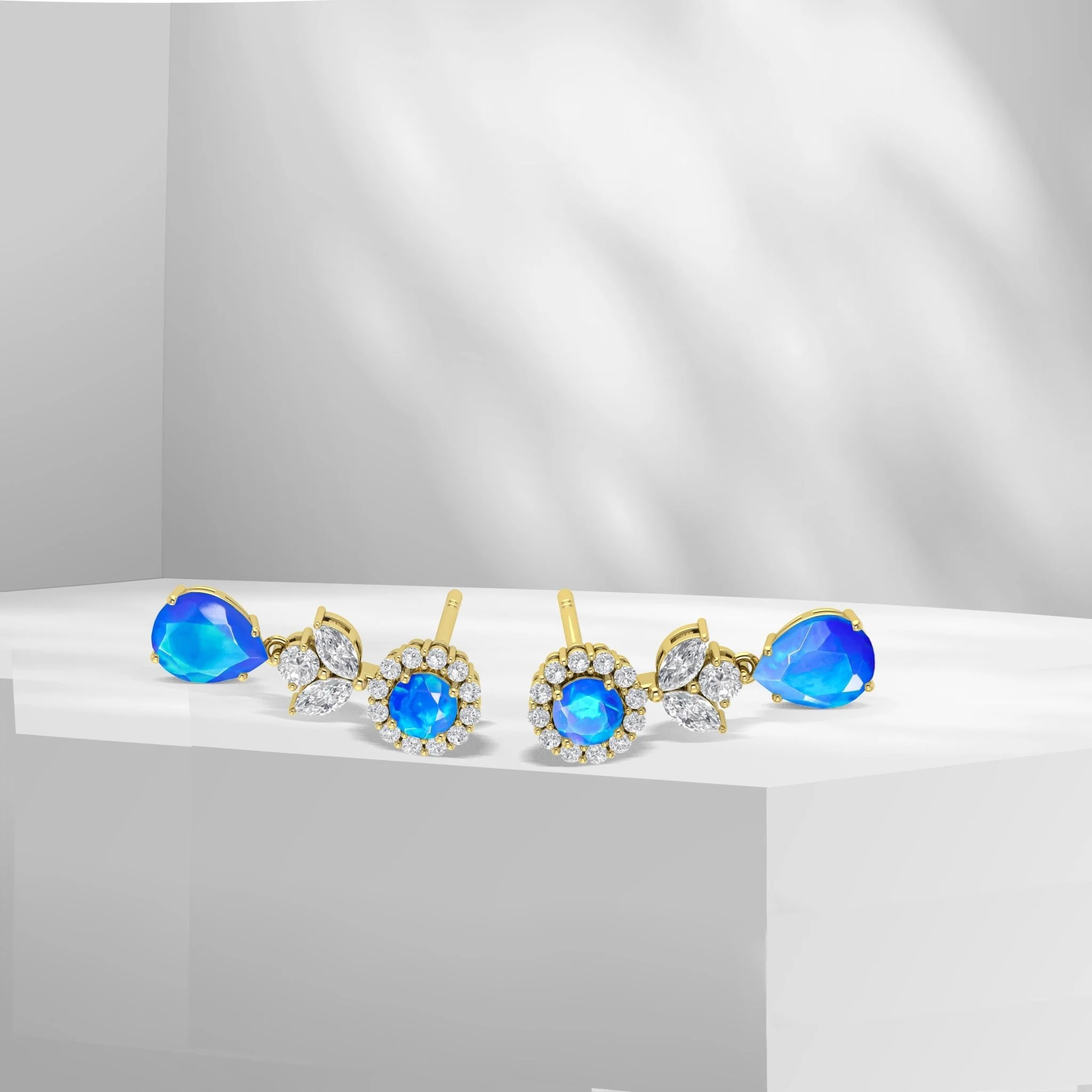Paraiba Fire Dual Opal Drop and Stud Earring - Image 5