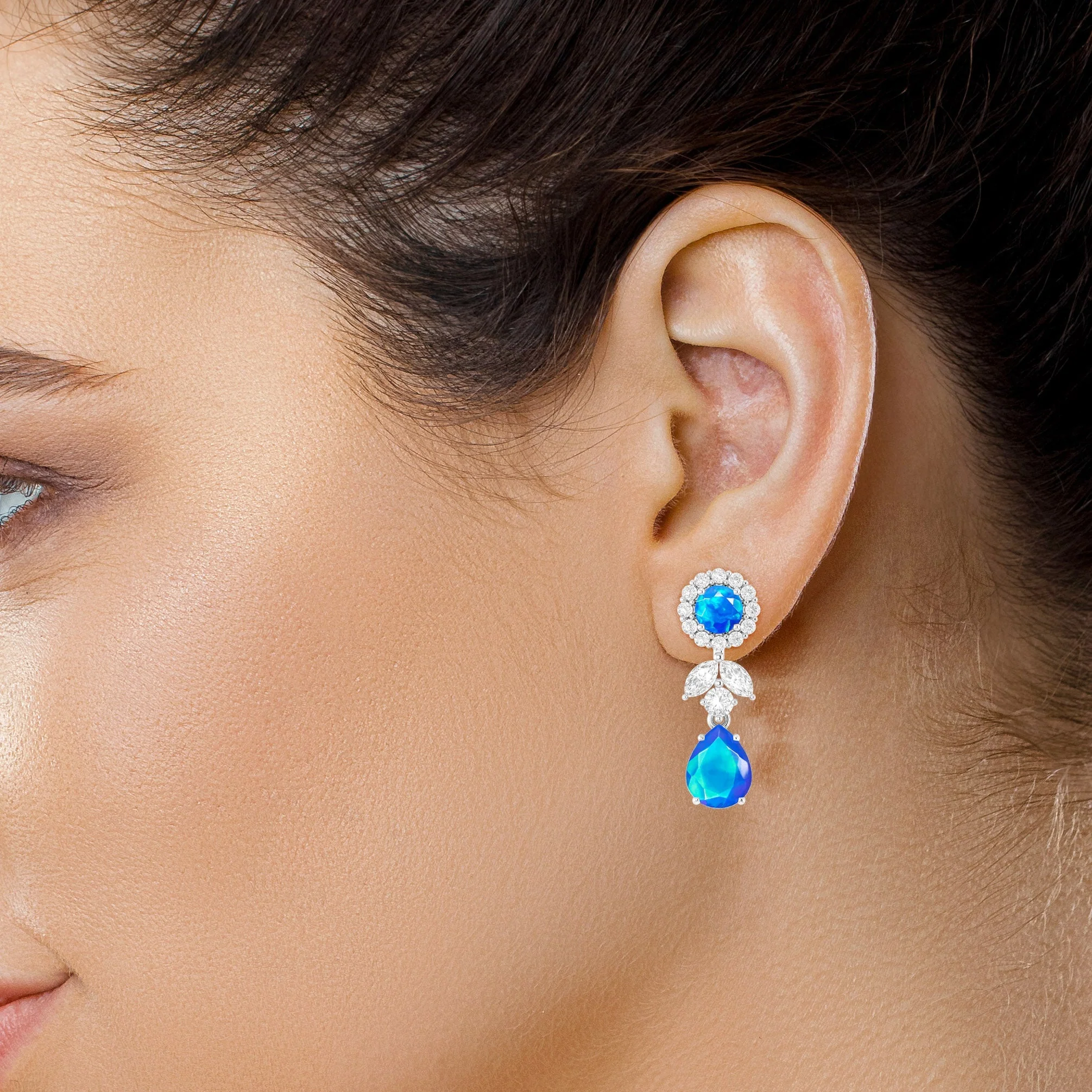 Paraiba Fire Dual Opal Drop and Stud Earring - Image 6