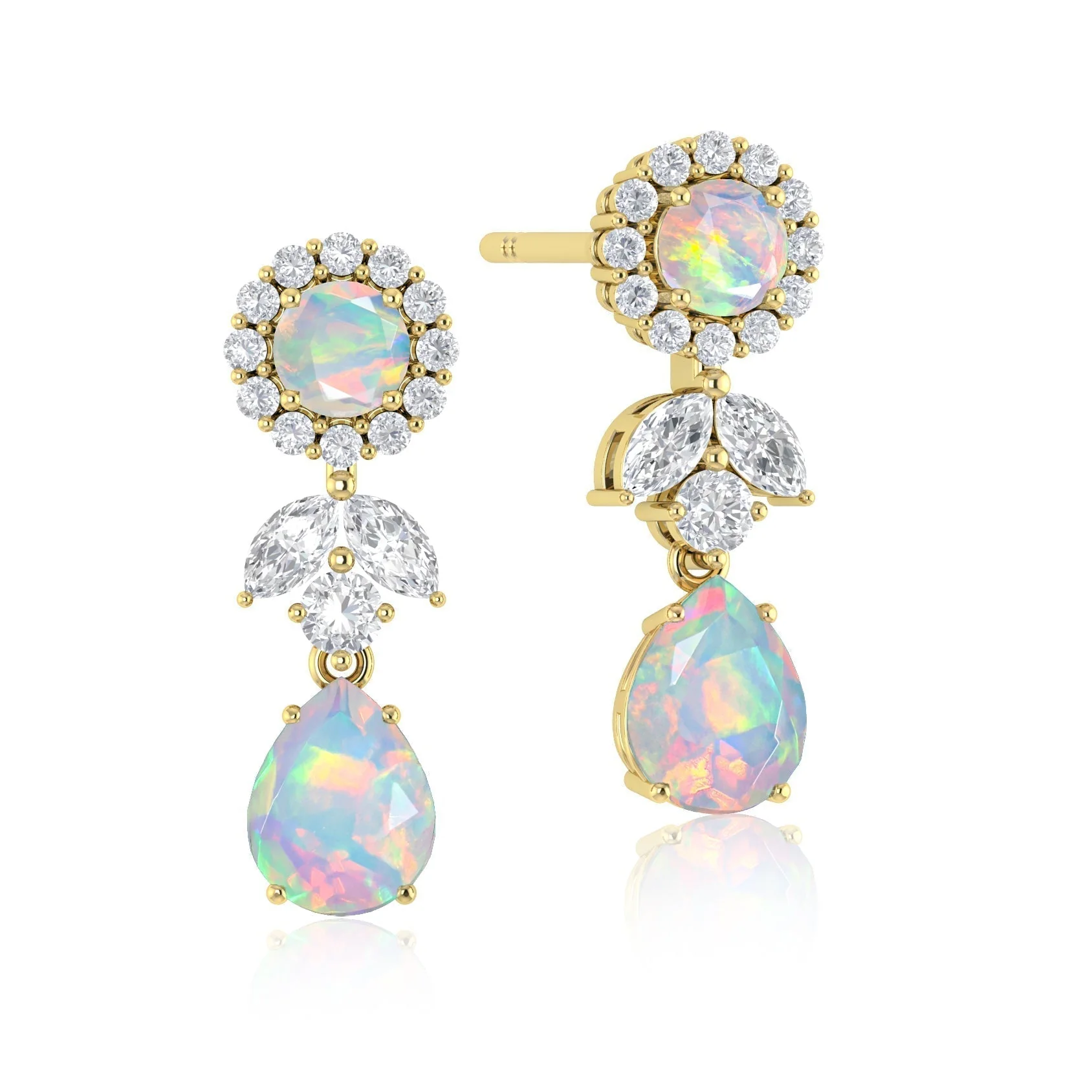 Paraiba Fire Dual Opal Drop and Stud Earring - Image 7