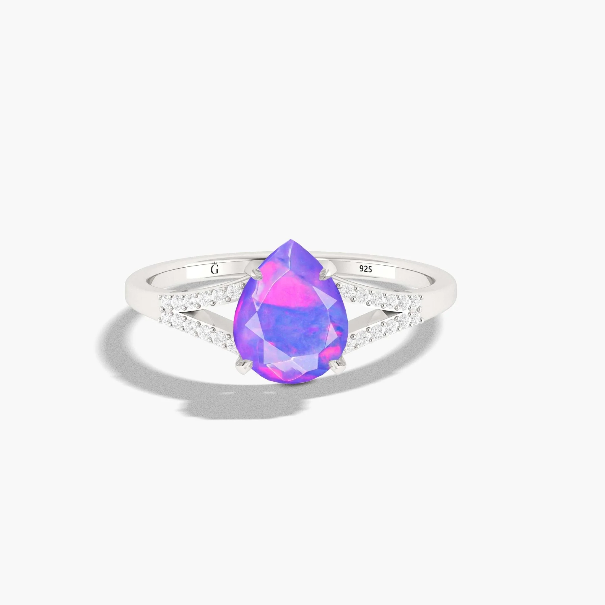 Natural Black fire Pear opal Wedding and Engagement ring - Image 12