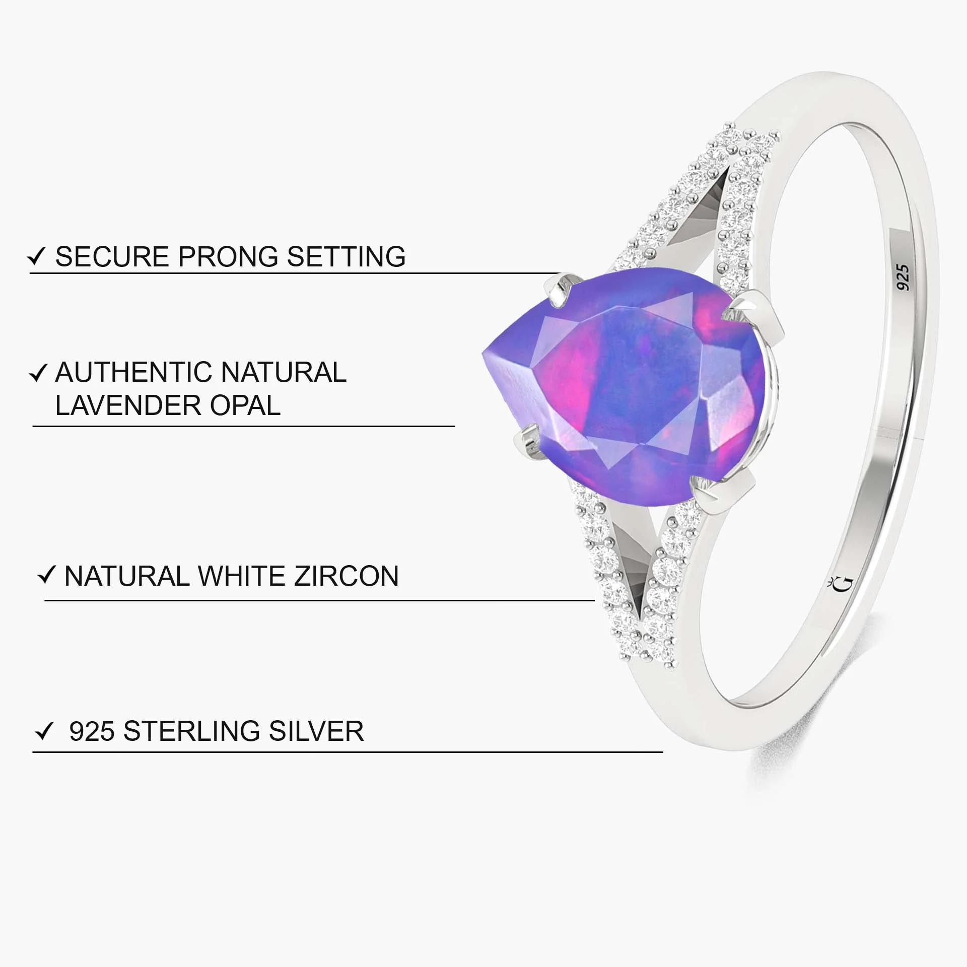 Natural Black fire Pear opal Wedding and Engagement ring - Image 13