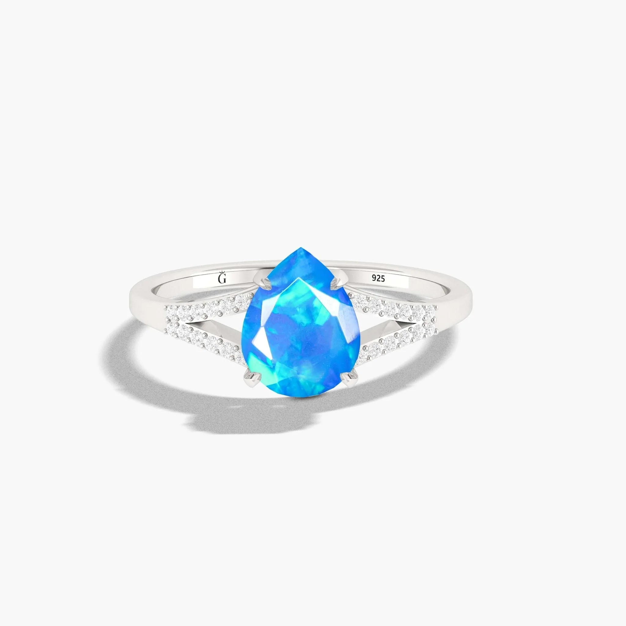 Natural Black fire Pear opal Wedding and Engagement ring - Image 19