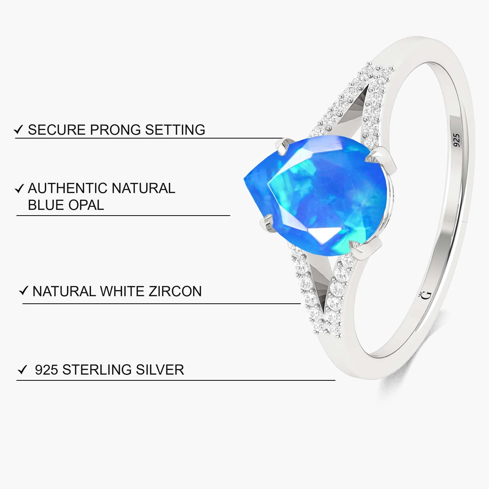 Natural Black fire Pear opal Wedding and Engagement ring - Image 20