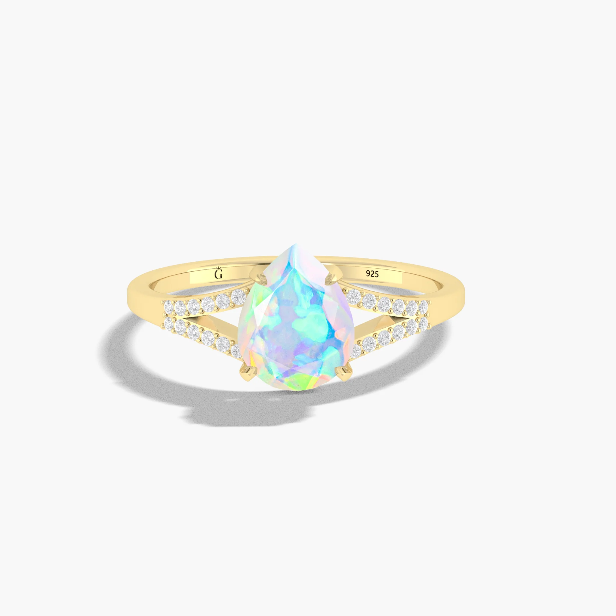 Natural Black fire Pear opal Wedding and Engagement ring - Image 22