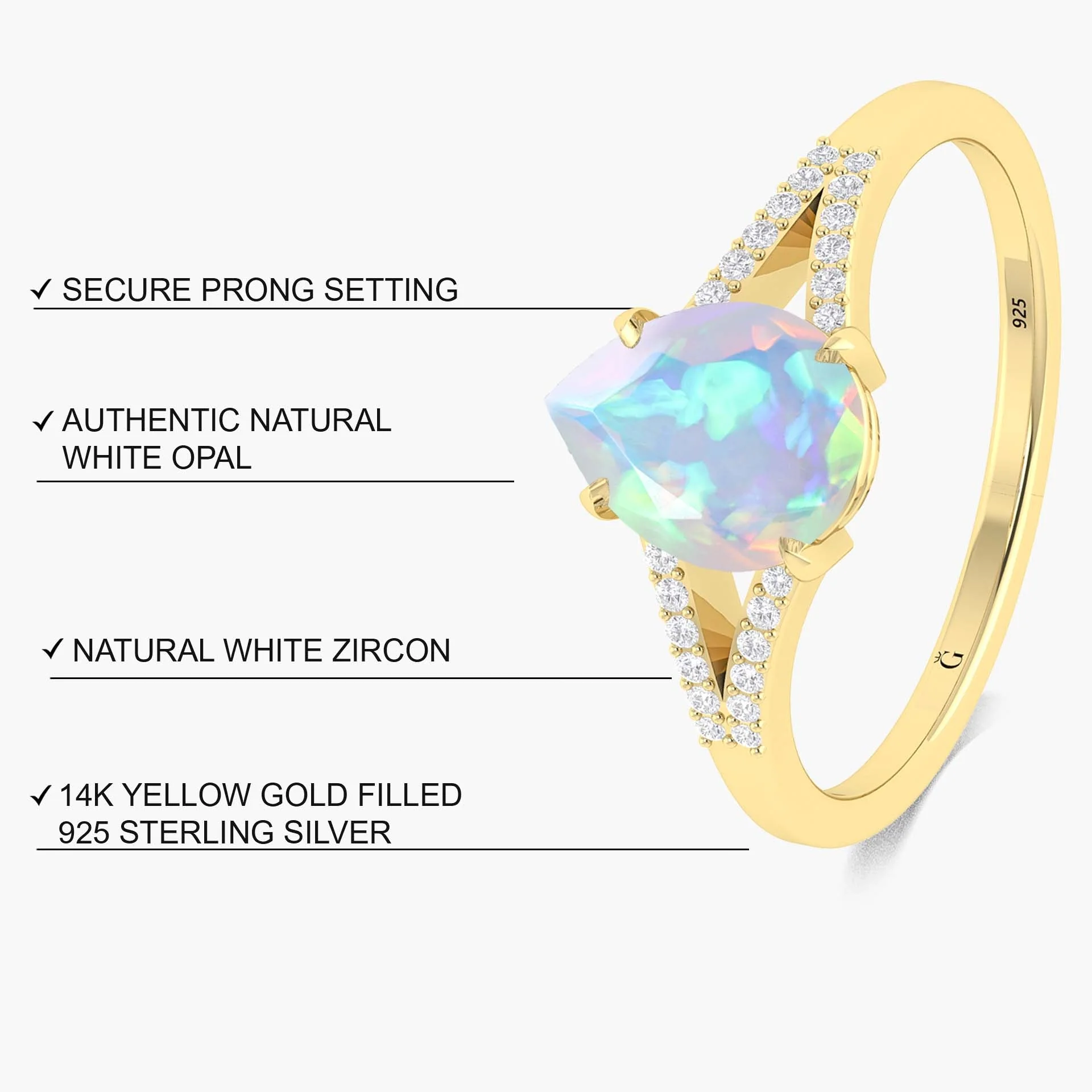 Natural Black fire Pear opal Wedding and Engagement ring - Image 23