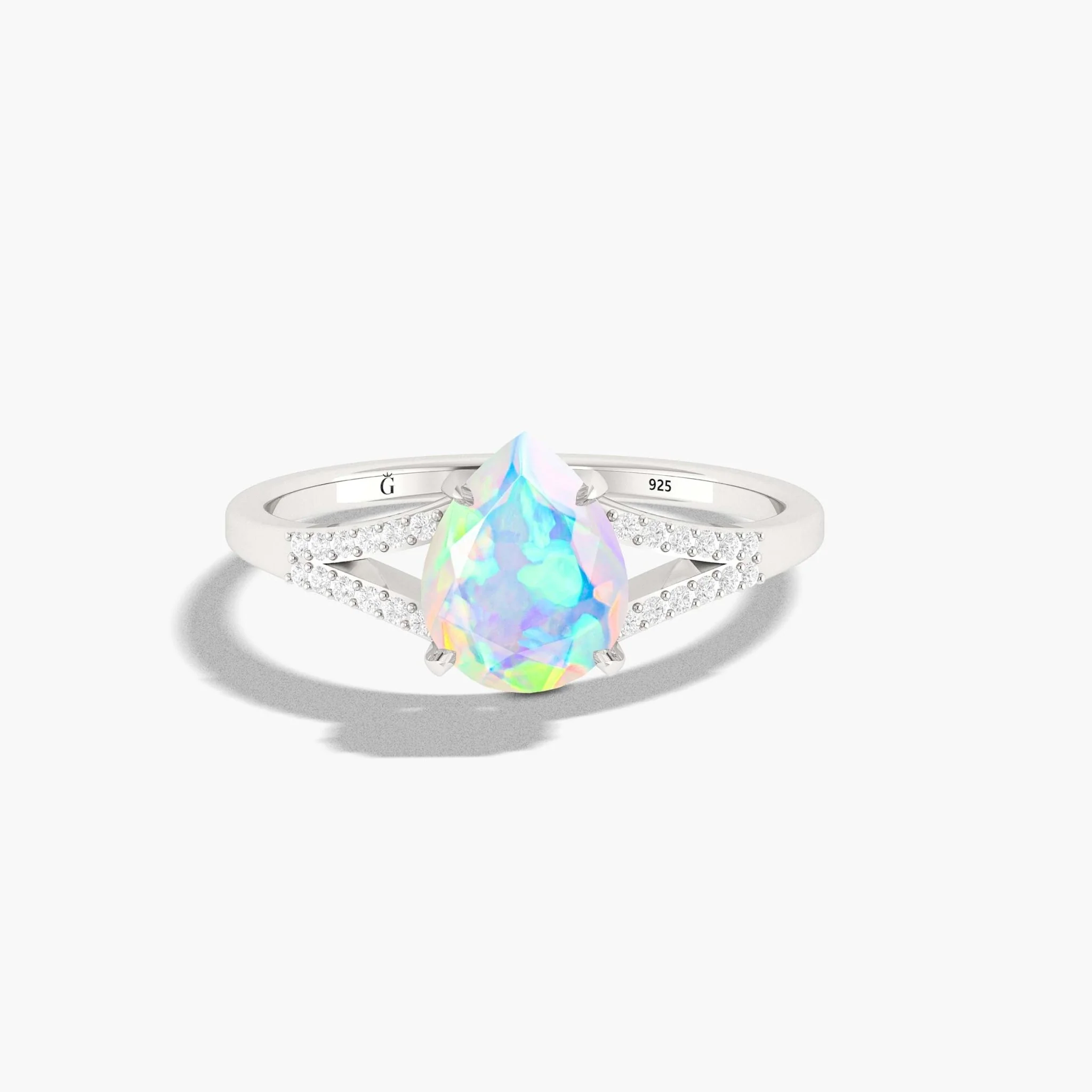 Natural Black fire Pear opal Wedding and Engagement ring - Image 26