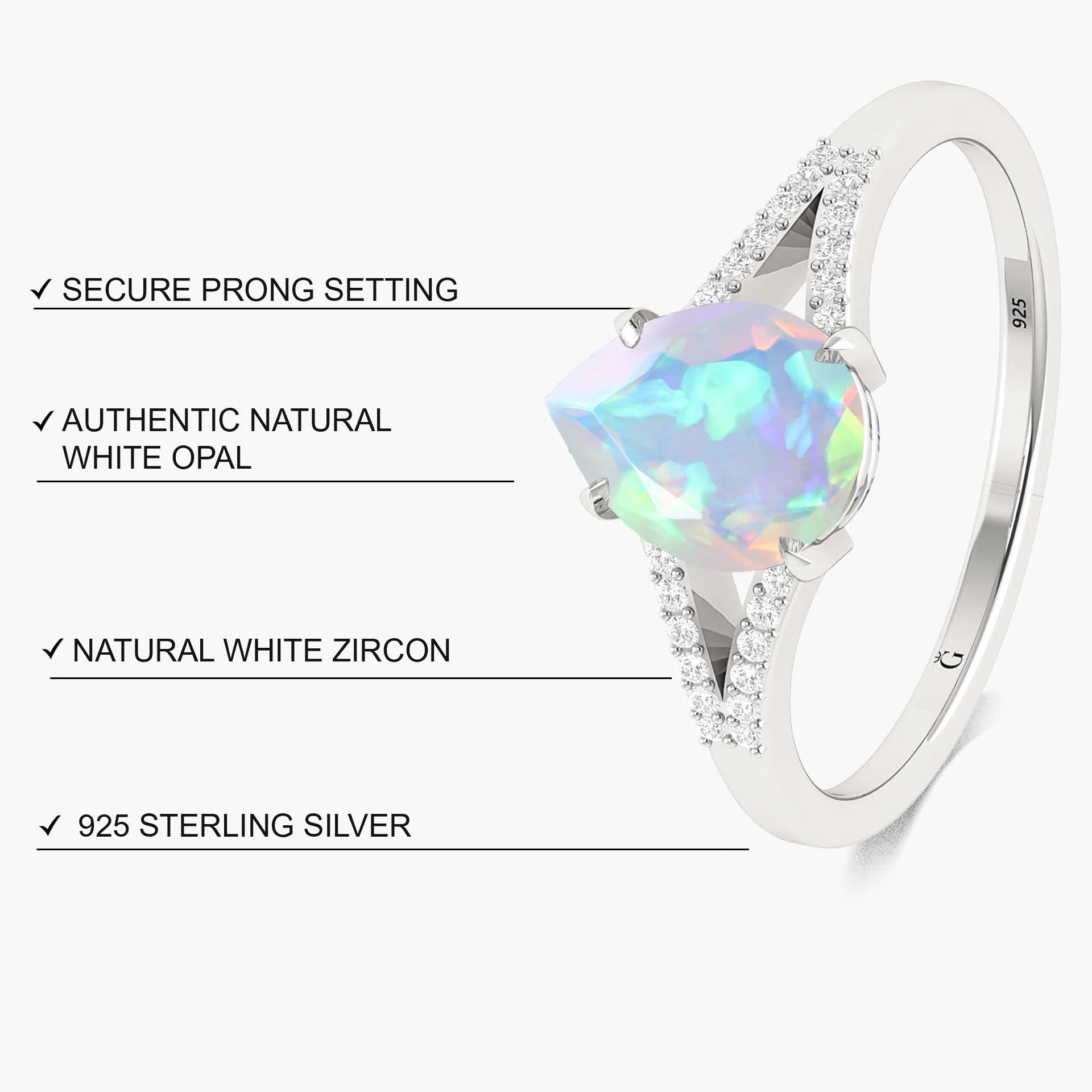 Natural Black fire Pear opal Wedding and Engagement ring - Image 27