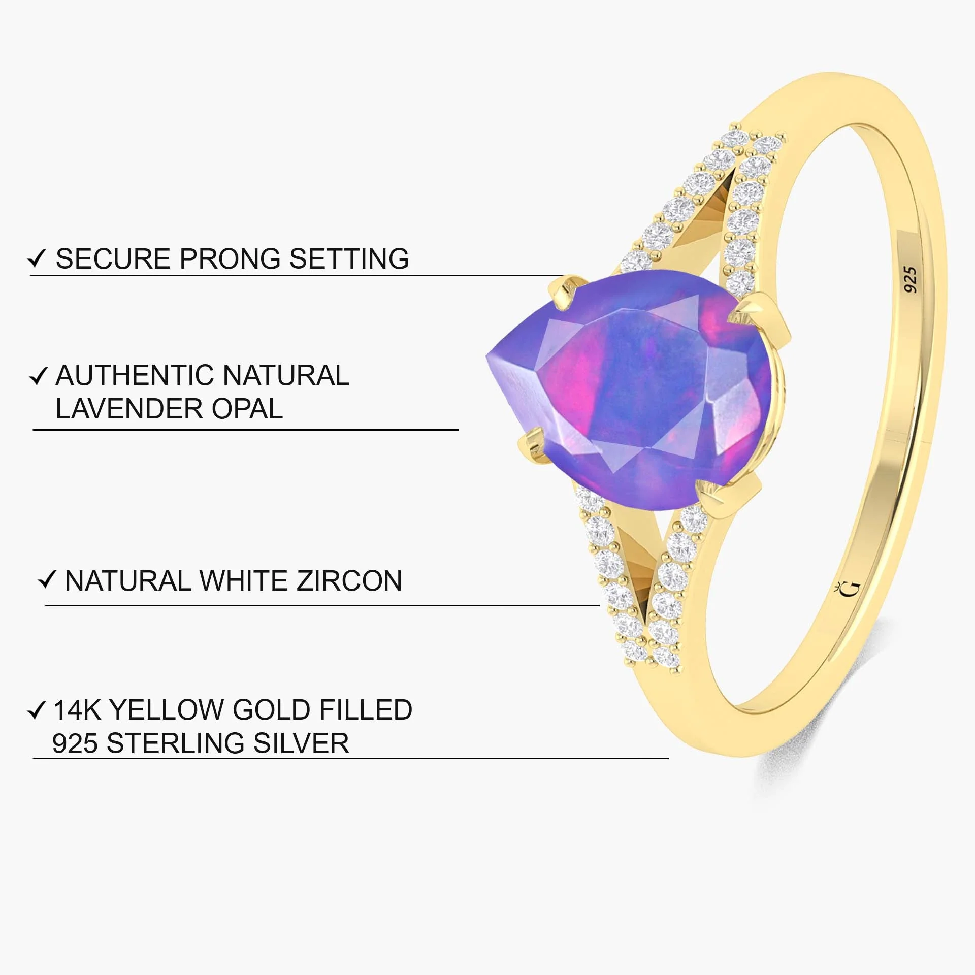 Natural Black fire Pear opal Wedding and Engagement ring - Image 9
