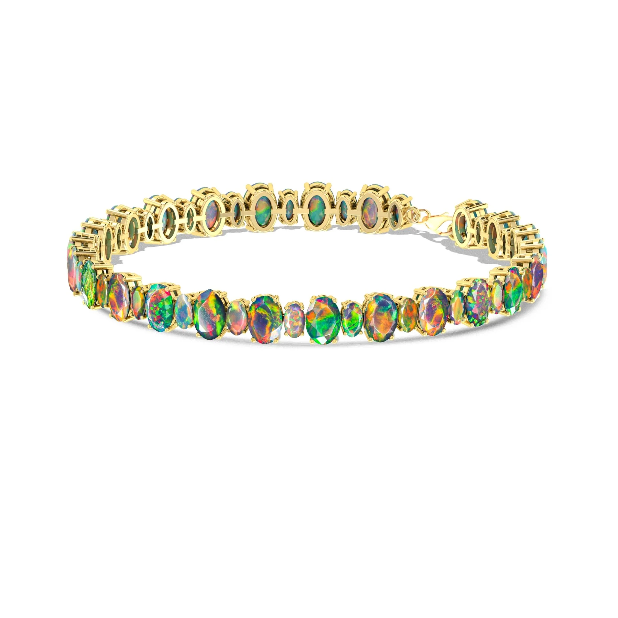 White Fire Opal Oval Shape Gemstone Bracelet - Image 6