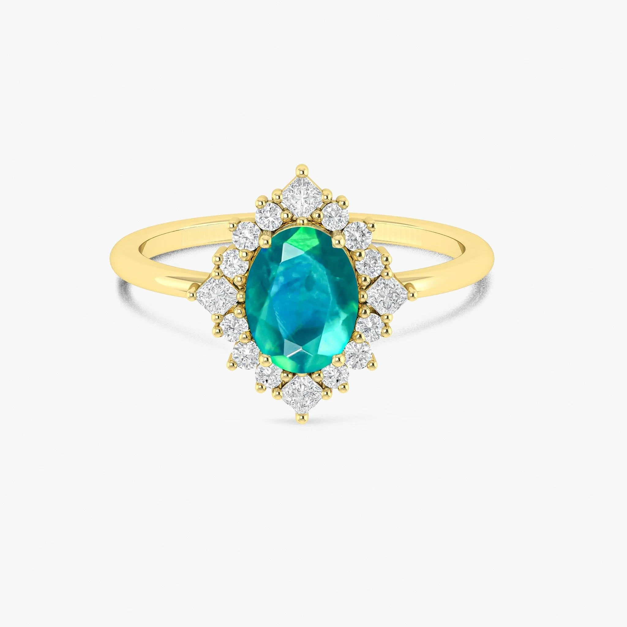 White Natural Fire Faceted Ethiopian Opal Ring - Image 7
