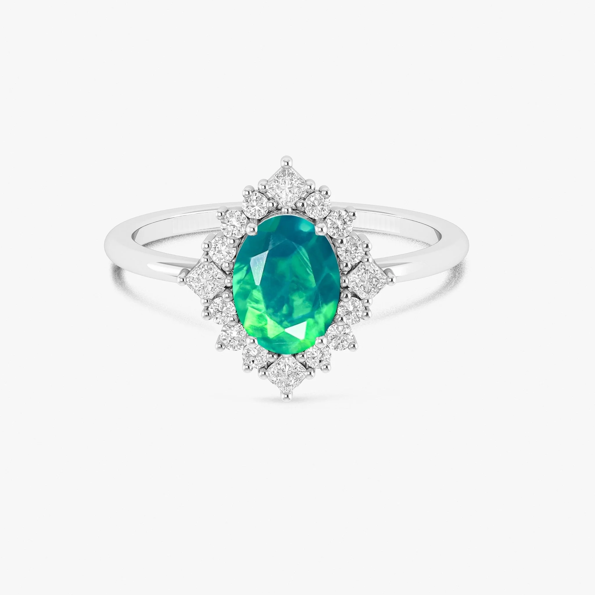 White Natural Fire Faceted Ethiopian Opal Ring - Image 8
