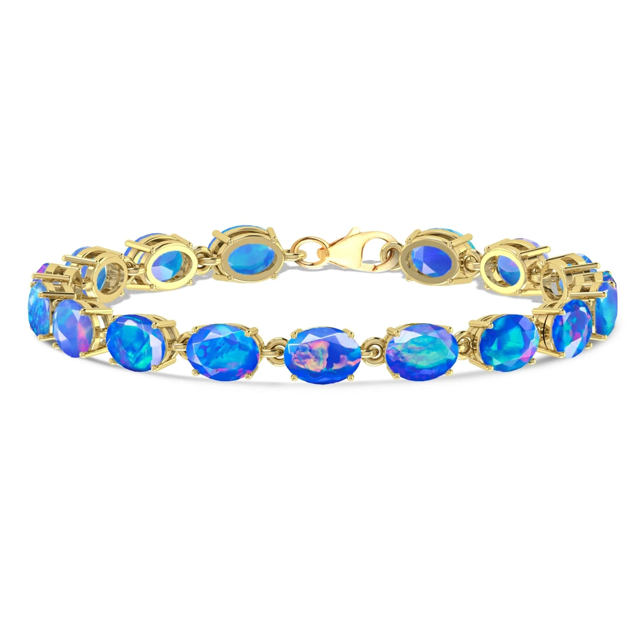 White Natural Fire Opal Gemstone Tennis Bracelet - Image 11