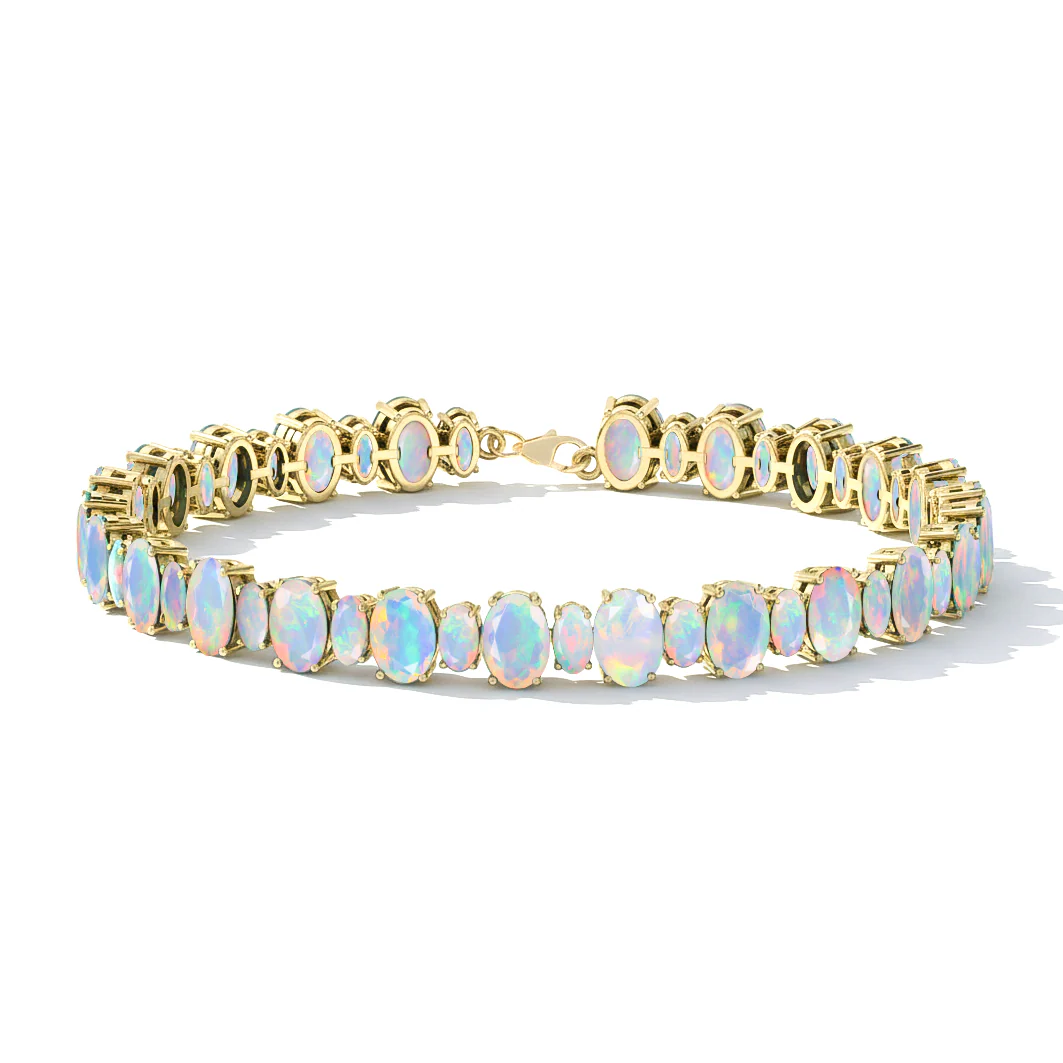White Opal Oval Tennis Bracelet in 925 Sterling Silver 7x5 MM 34.50ct - Image 3